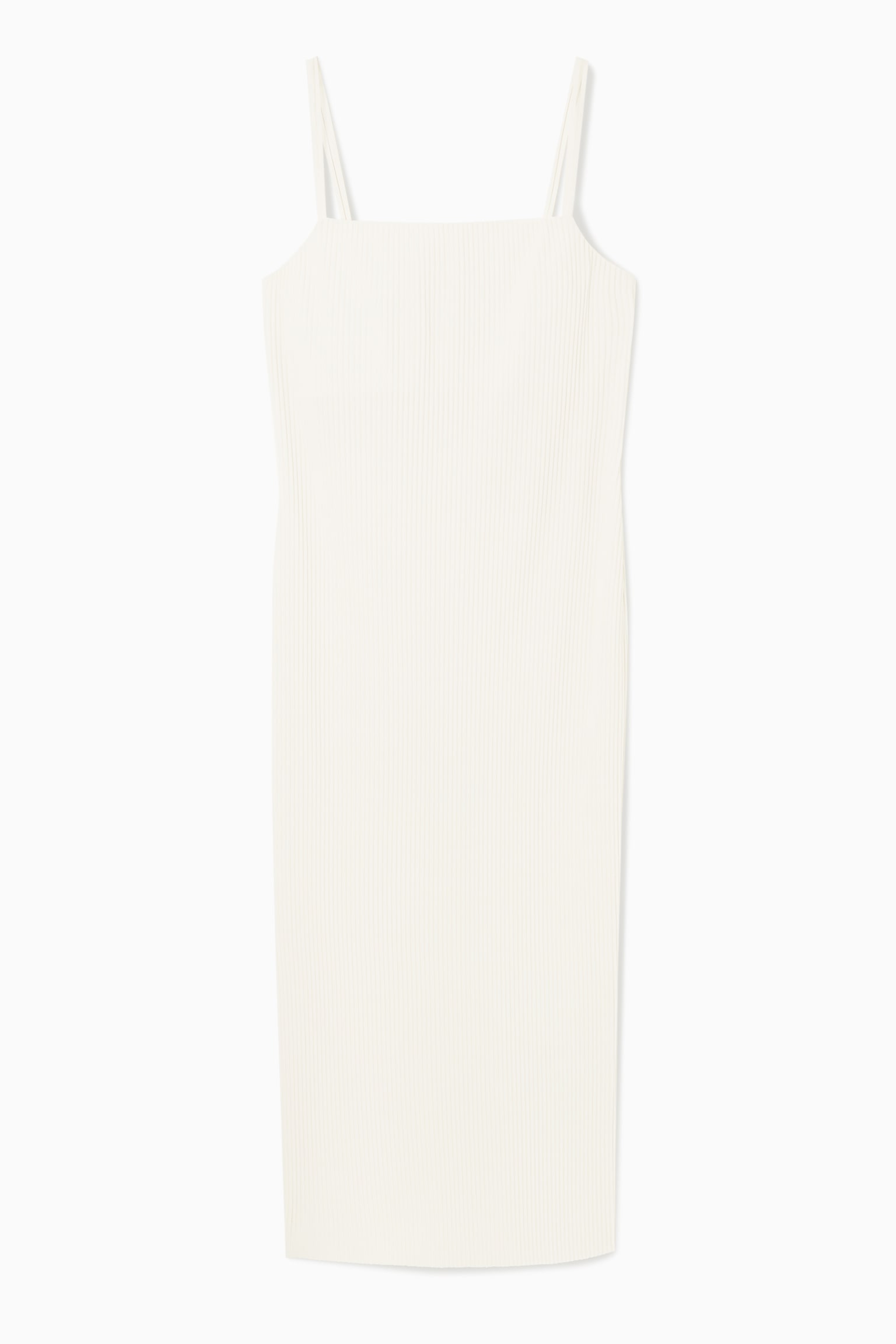 PLISSÉ MIDI SLIP DRESS - IVORY/BLACK