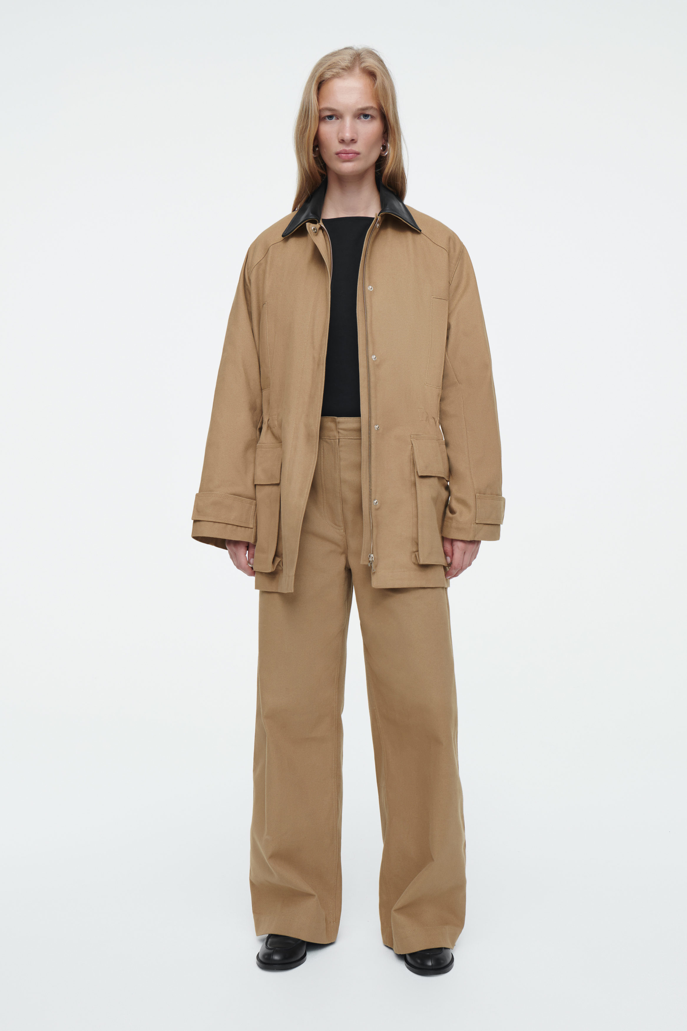 WIDE-LEG CANVAS UTILITY PANTS - BEIGE | COS