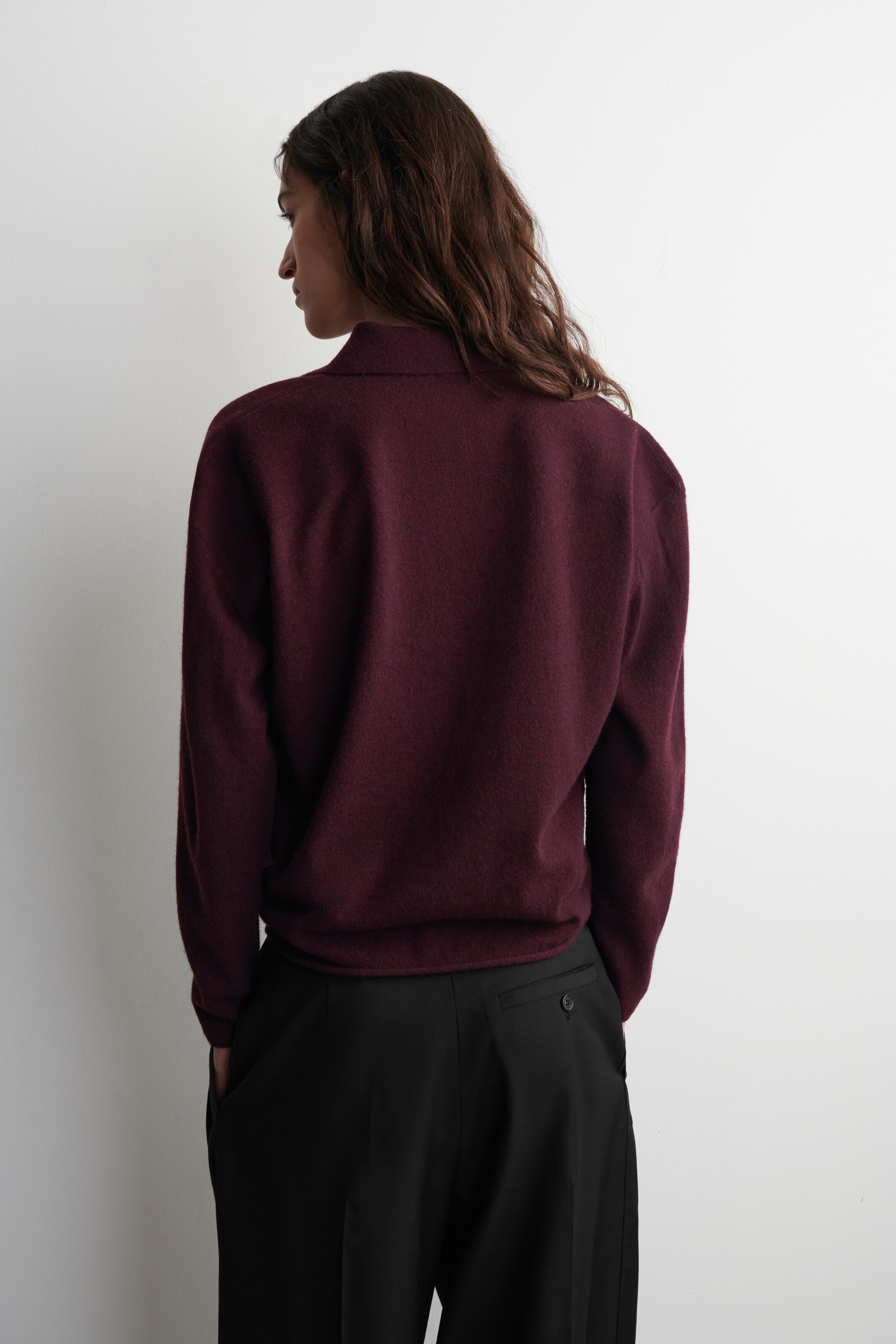 Visualizza immagine più grande: POLO CON CERNIERA IN LANA MERINO E YAK - BORDEAUX - DONNA | H&M IT 5