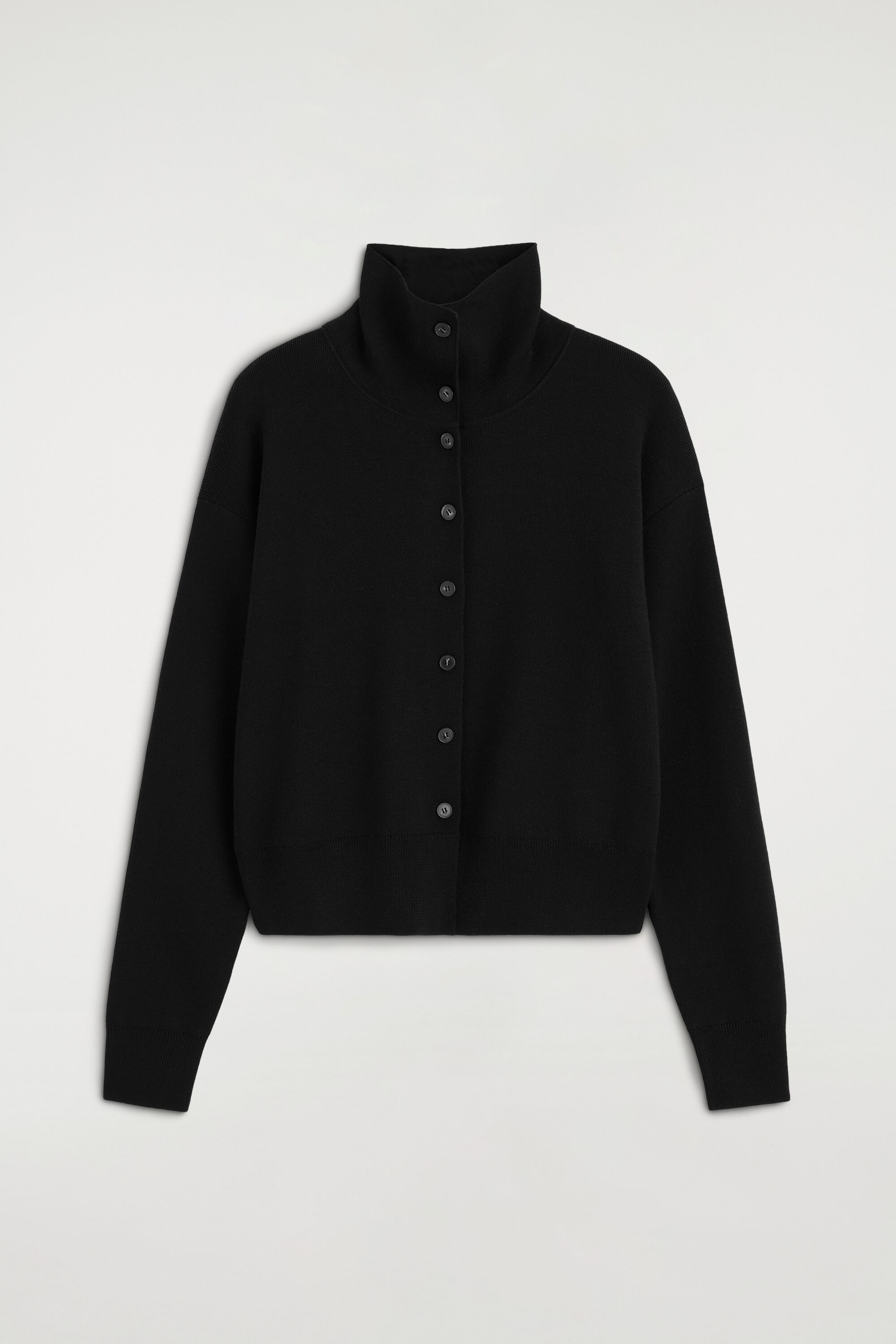 MERINO WOOL FUNNEL-NECK CARDIGAN
