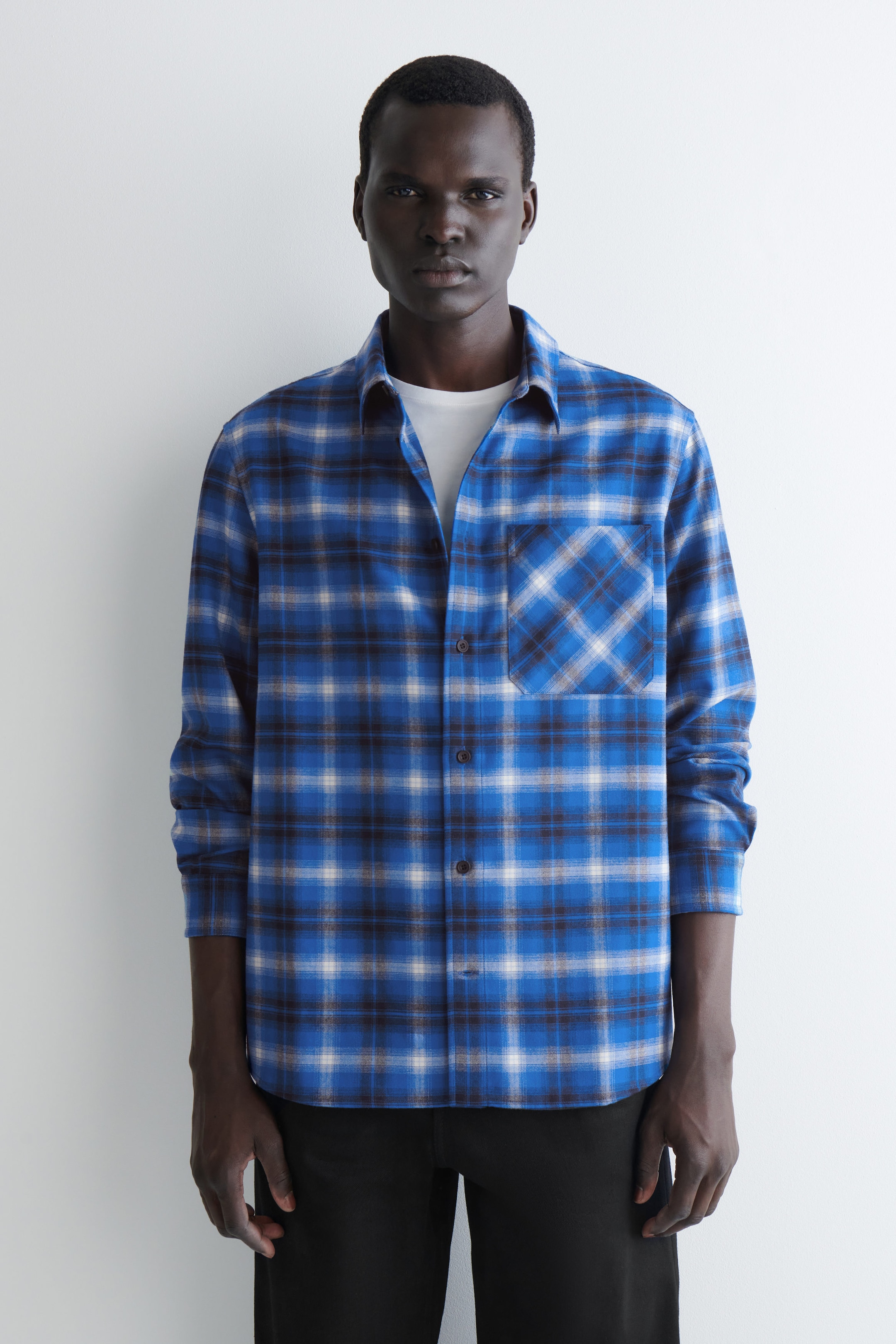 RELAXED PLAID WOOL-BLEND SHIRT
