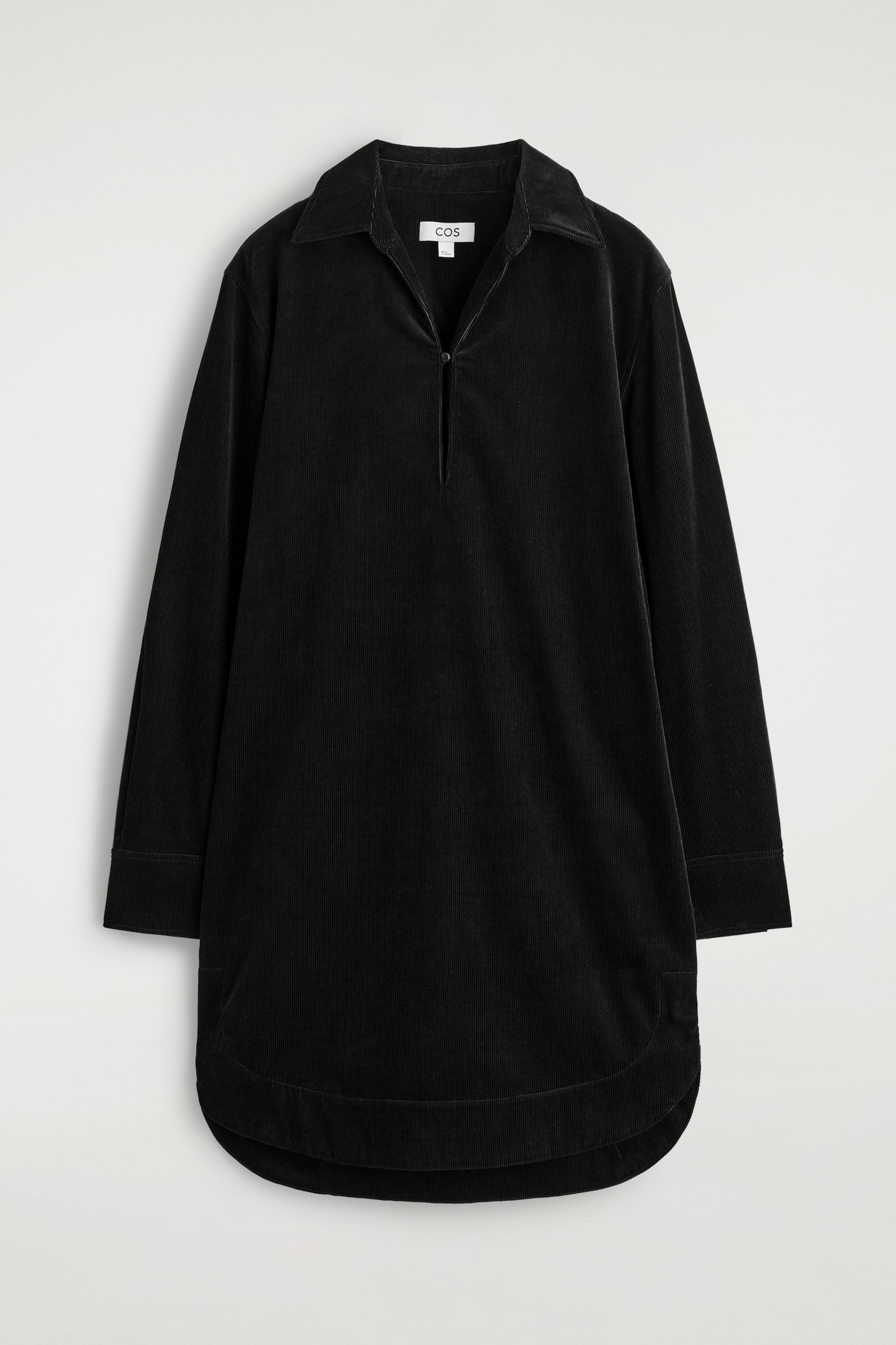 ROBE-CHEMISE COURTE EN VELOURS CÔTELÉ - NOIR/VERT FONCÉ - 2