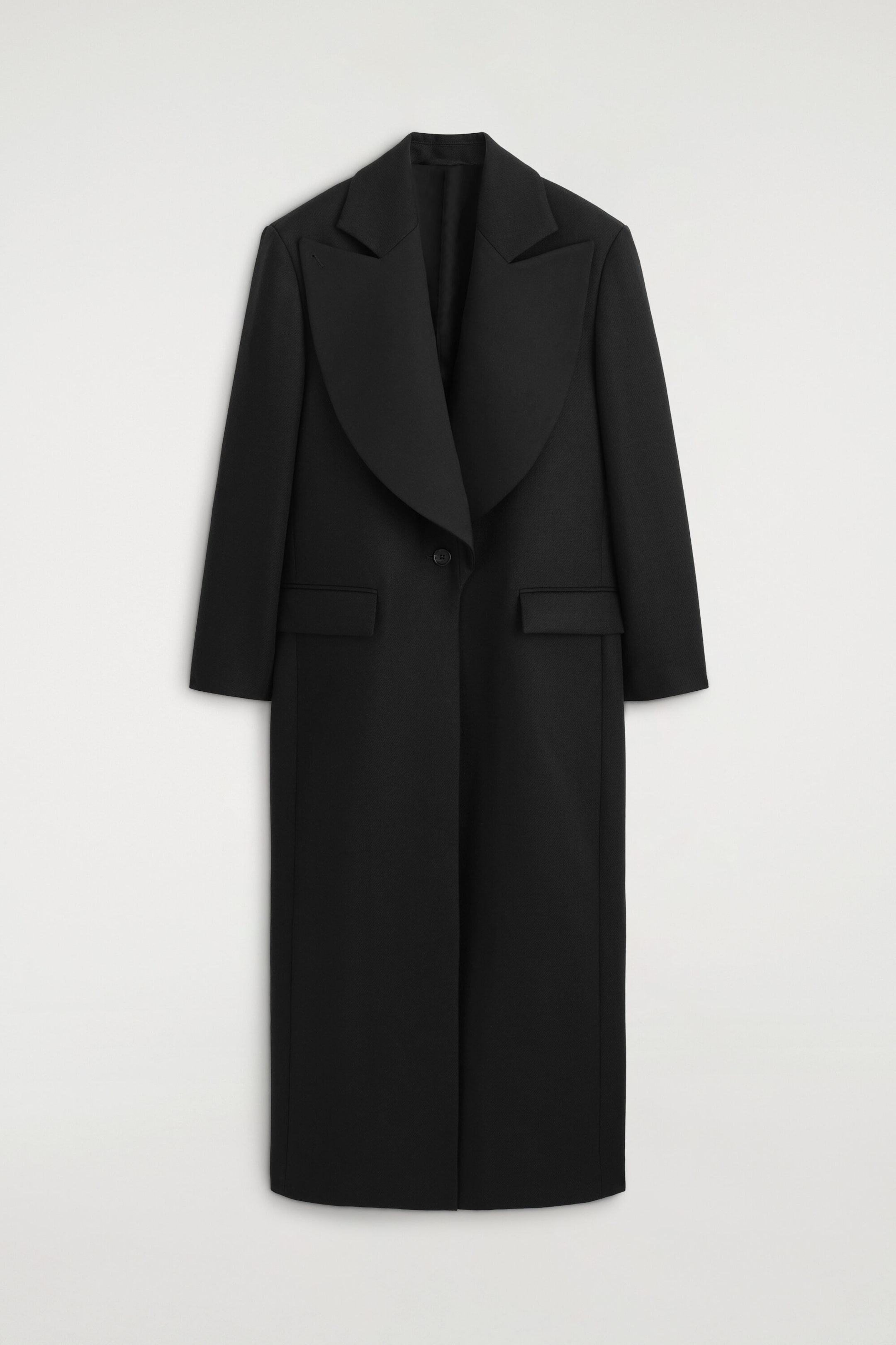 TAILORED DRAPED WOOL-BLEND LONG COAT