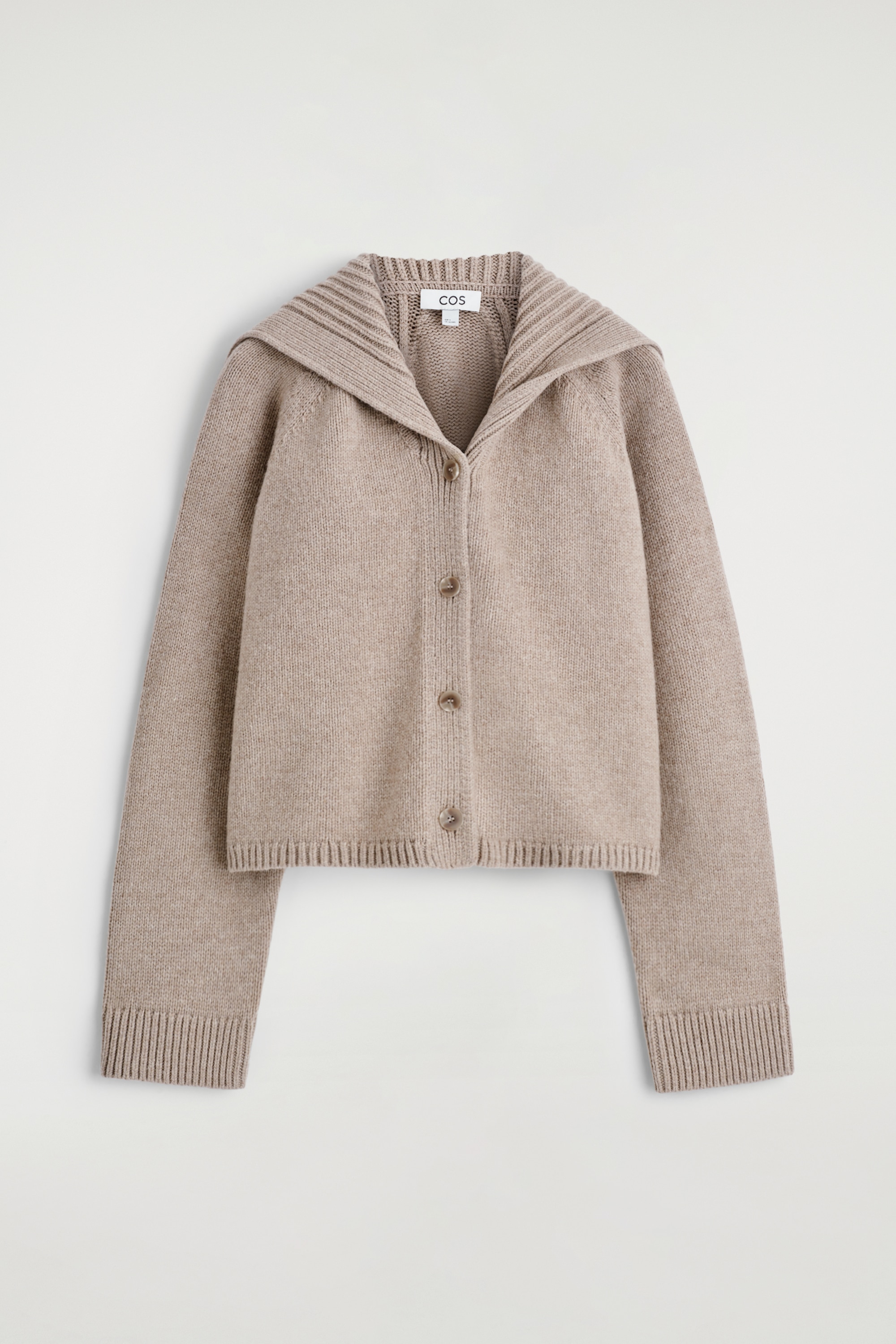 CARDIGAN IN LANA CON COLLETTO ALLA MARINARA - BEIGE/MARRONE SCURO