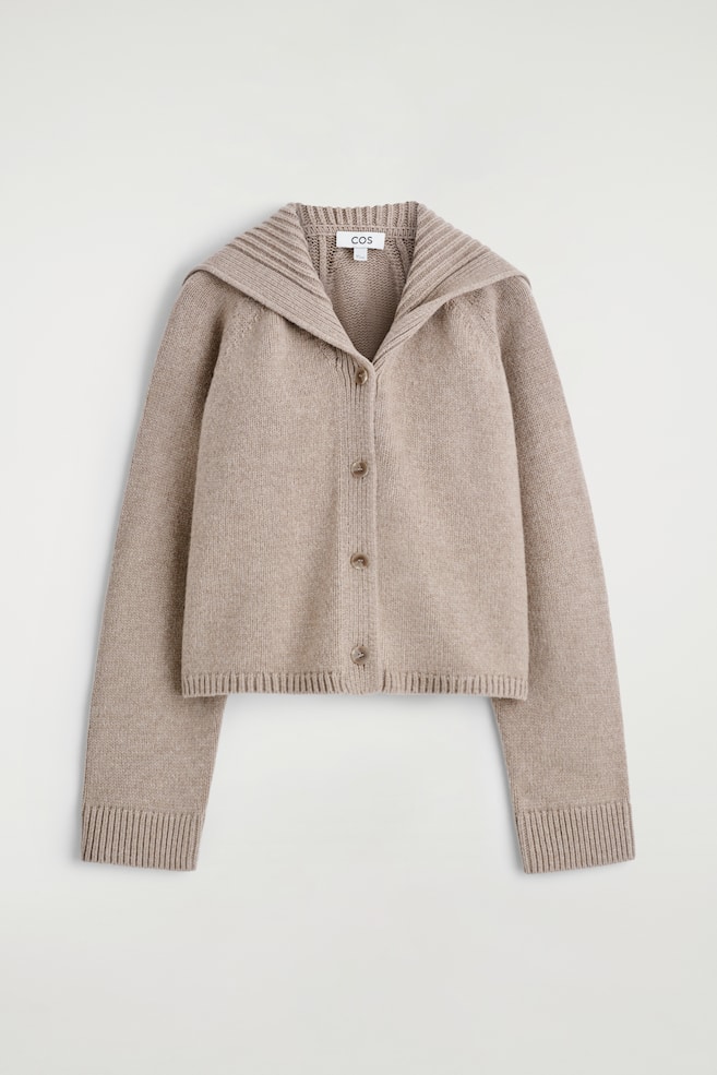 STRICKJACKE AUS WOLLE MIT MATROSENKRAGEN - BEIGE/DUNKELBRAUN - 1
