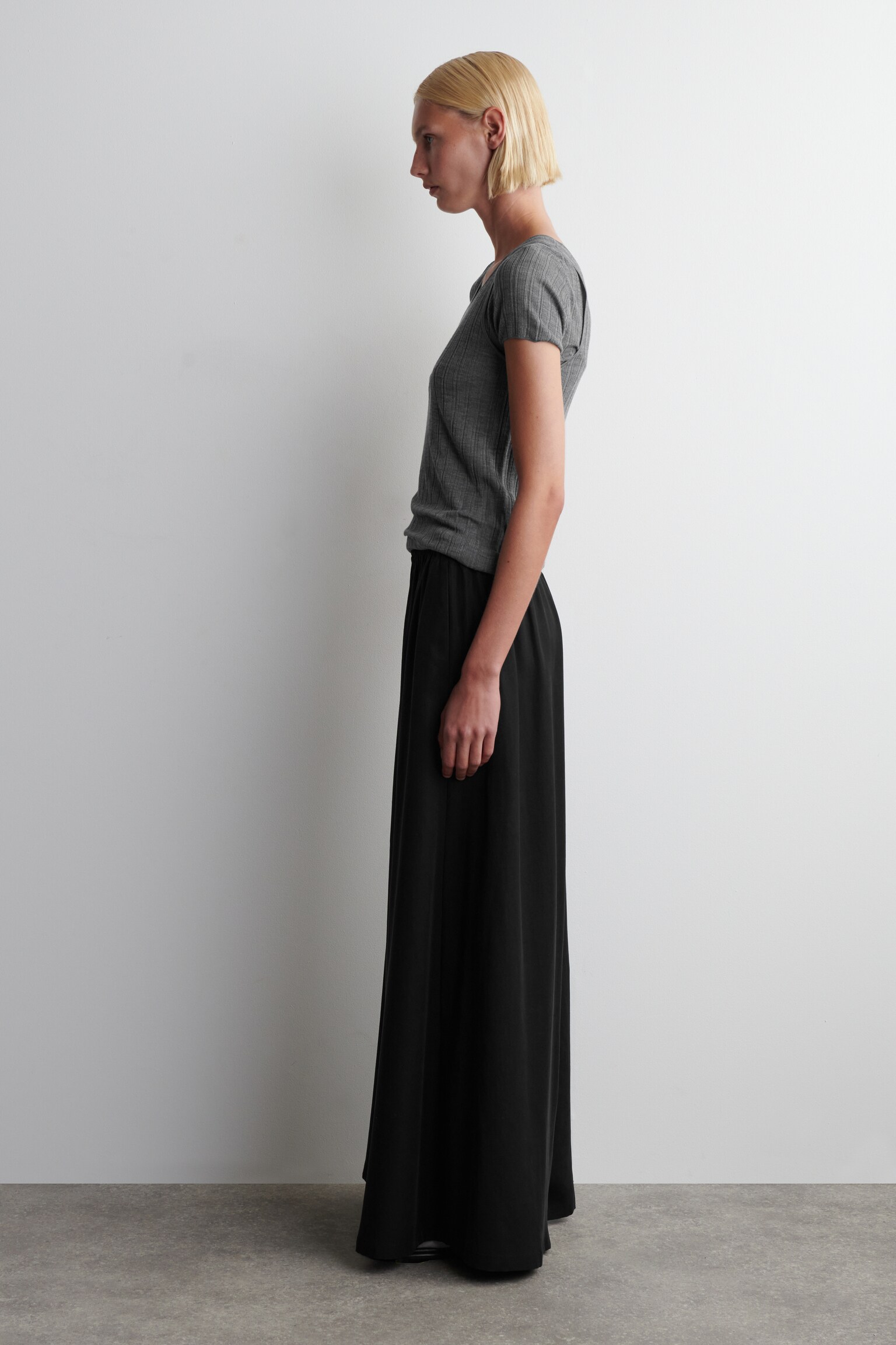 TWILL PALAZZO TROUSERS - BLACK/NAVY - 3