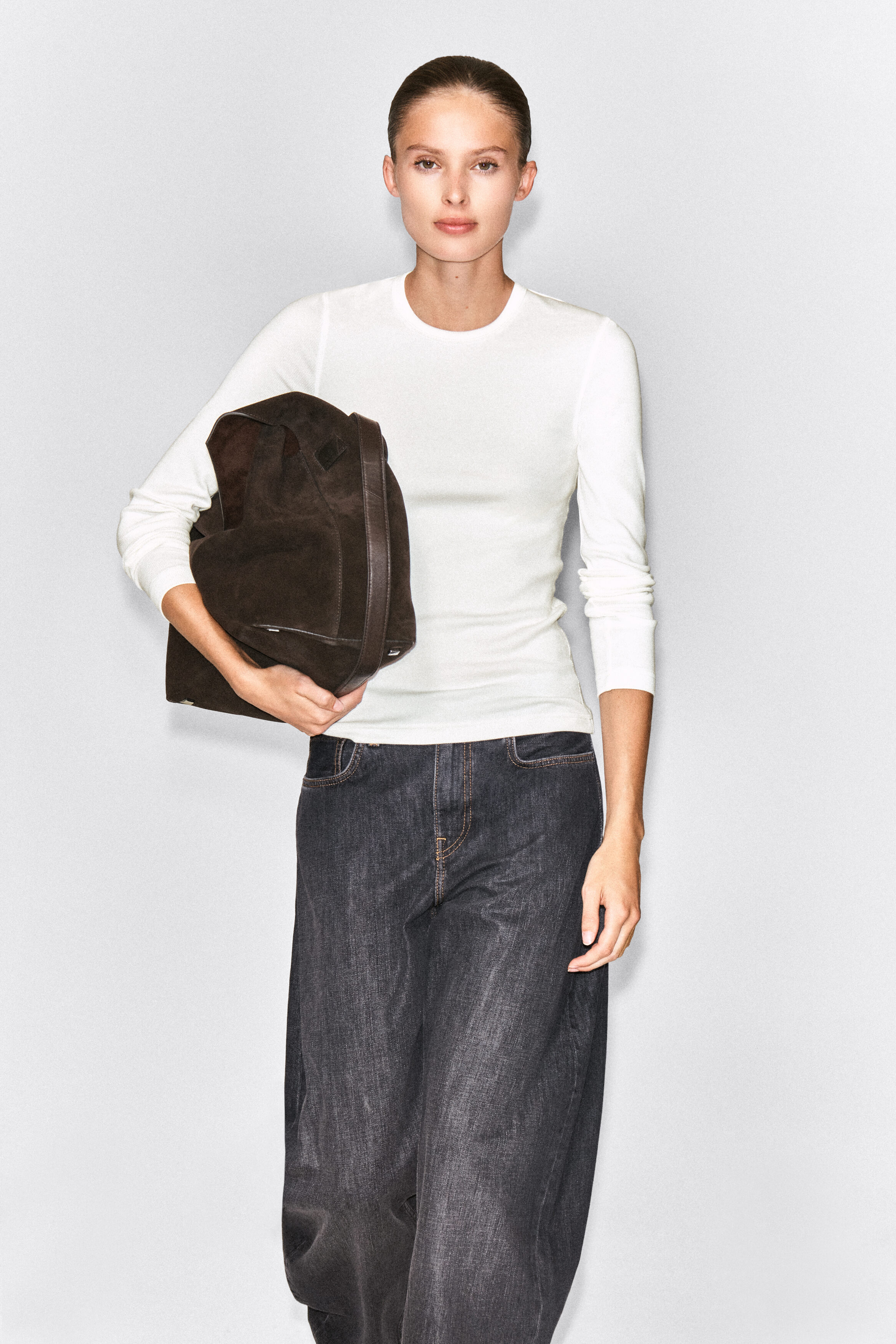 SLIM RIBBED COTTON LONG-SLEEVED TOP