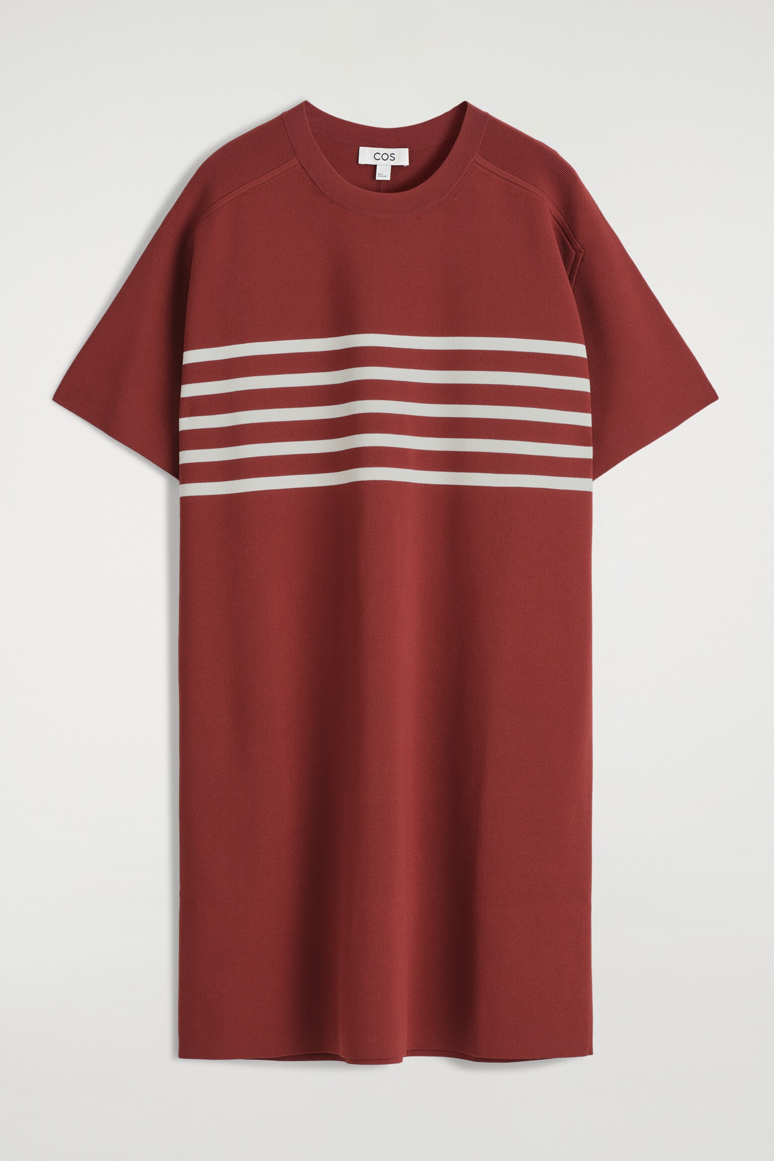 ROBE T-SHIRT EN MAILLE - ROUGE / RAYURES/BLEU MARINE - 2