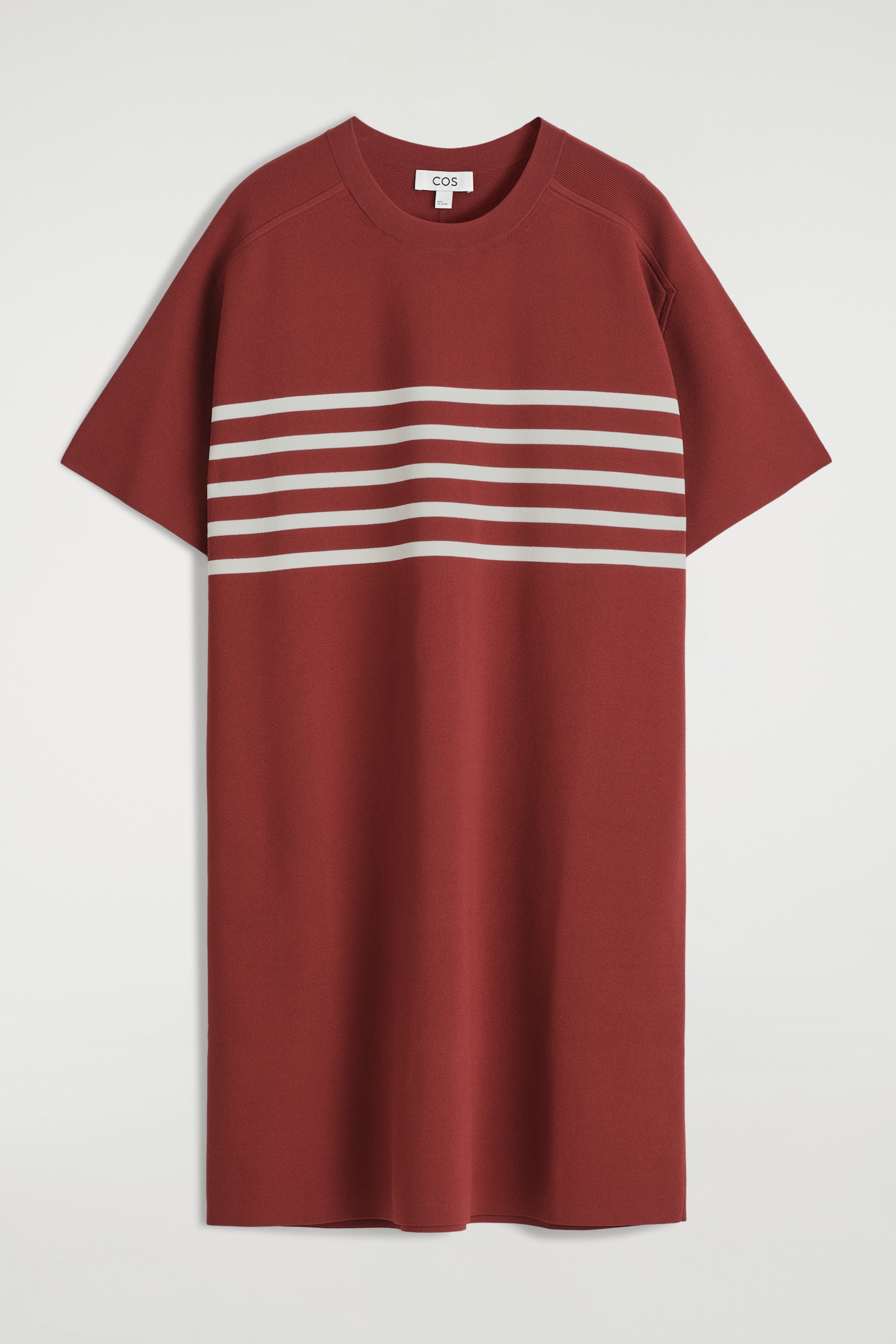 ROBE T-SHIRT EN MAILLE - ROUGE / RAYURES/BLEU MARINE - 2