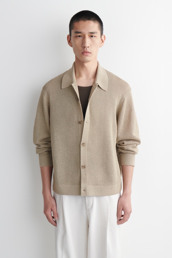 CARDIGAN EN MAILLE DE COTON-PAPIER - SABLE - 1