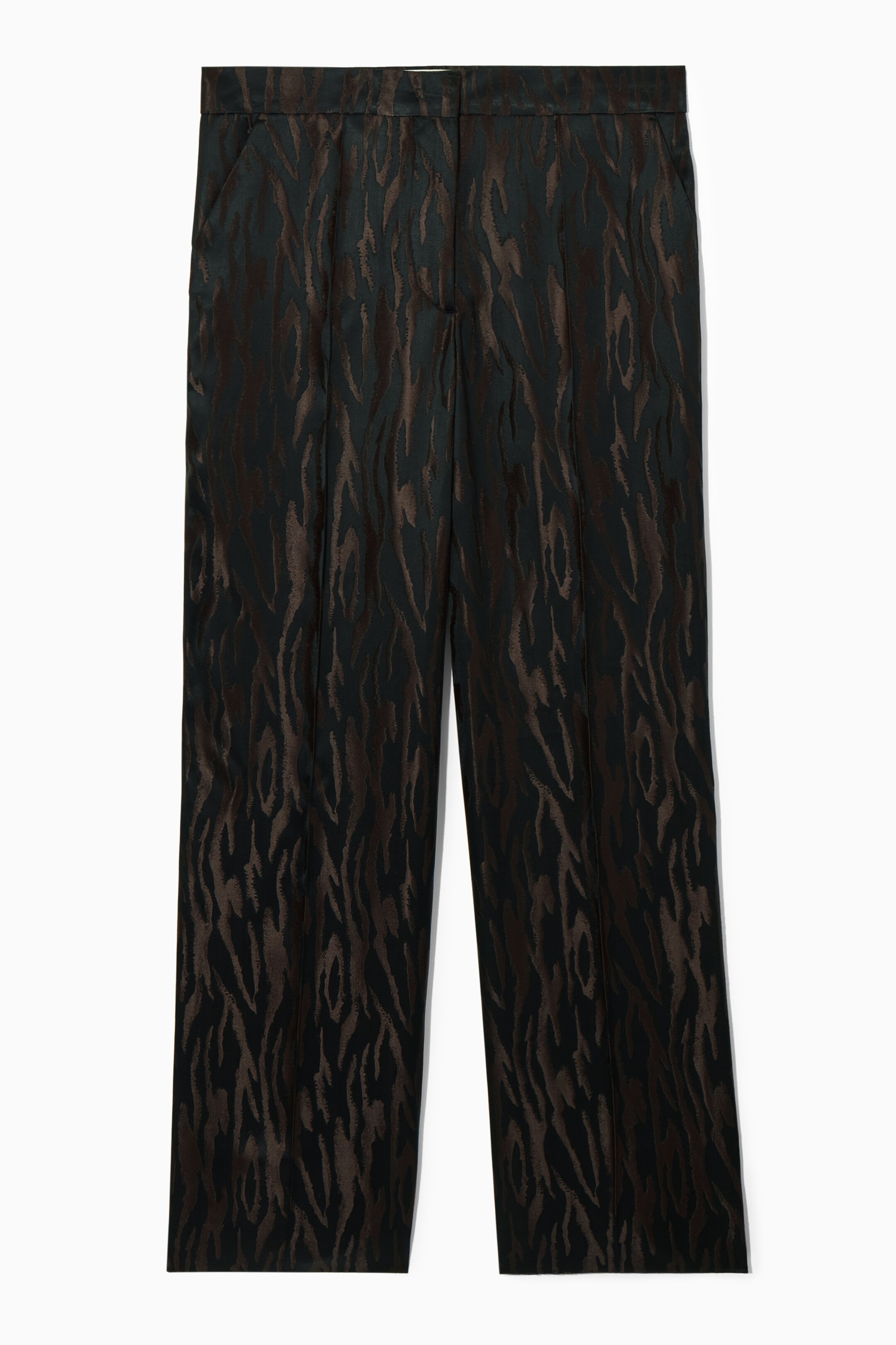 Agrandir l'image: PANTALON DROIT EN JACQUARD ZÉBRÉ REGULAR - BRUN FONCÉ / NOIR - FEMME | H&M CH 1