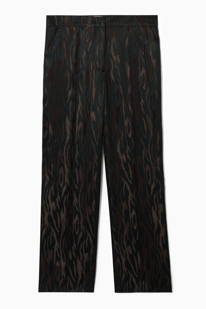 REGULAR ZEBRA-JACQUARD STRAIGHT-LEG TROUSERS - DARK BROWN / BLACK - 1