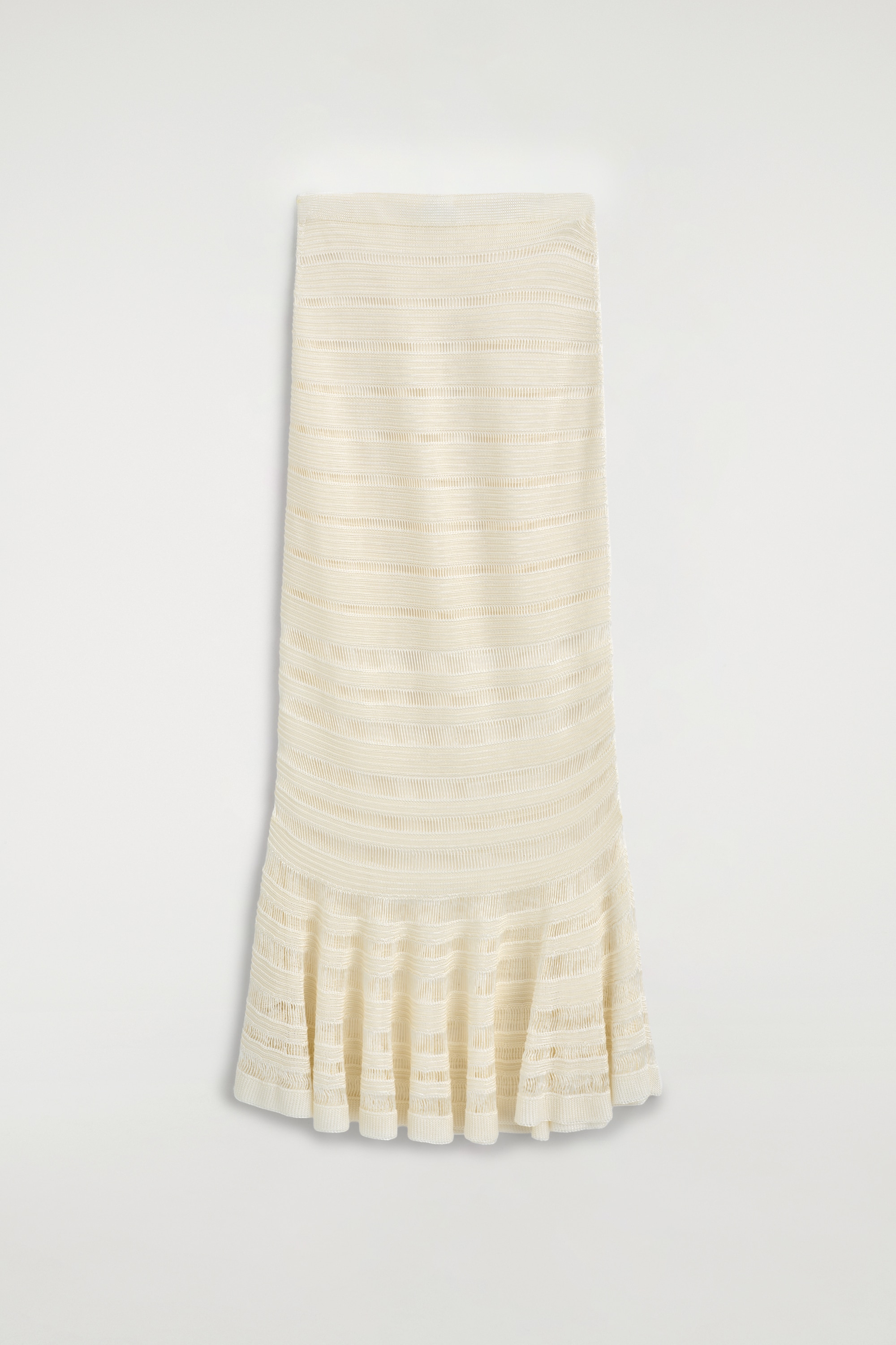 GESTRICKTER MIDIROCK MIT LEITERMUSTER - CREME