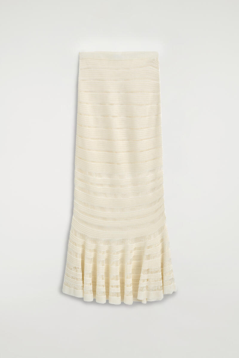 Ladder-Stitch Knitted Midi Skirt