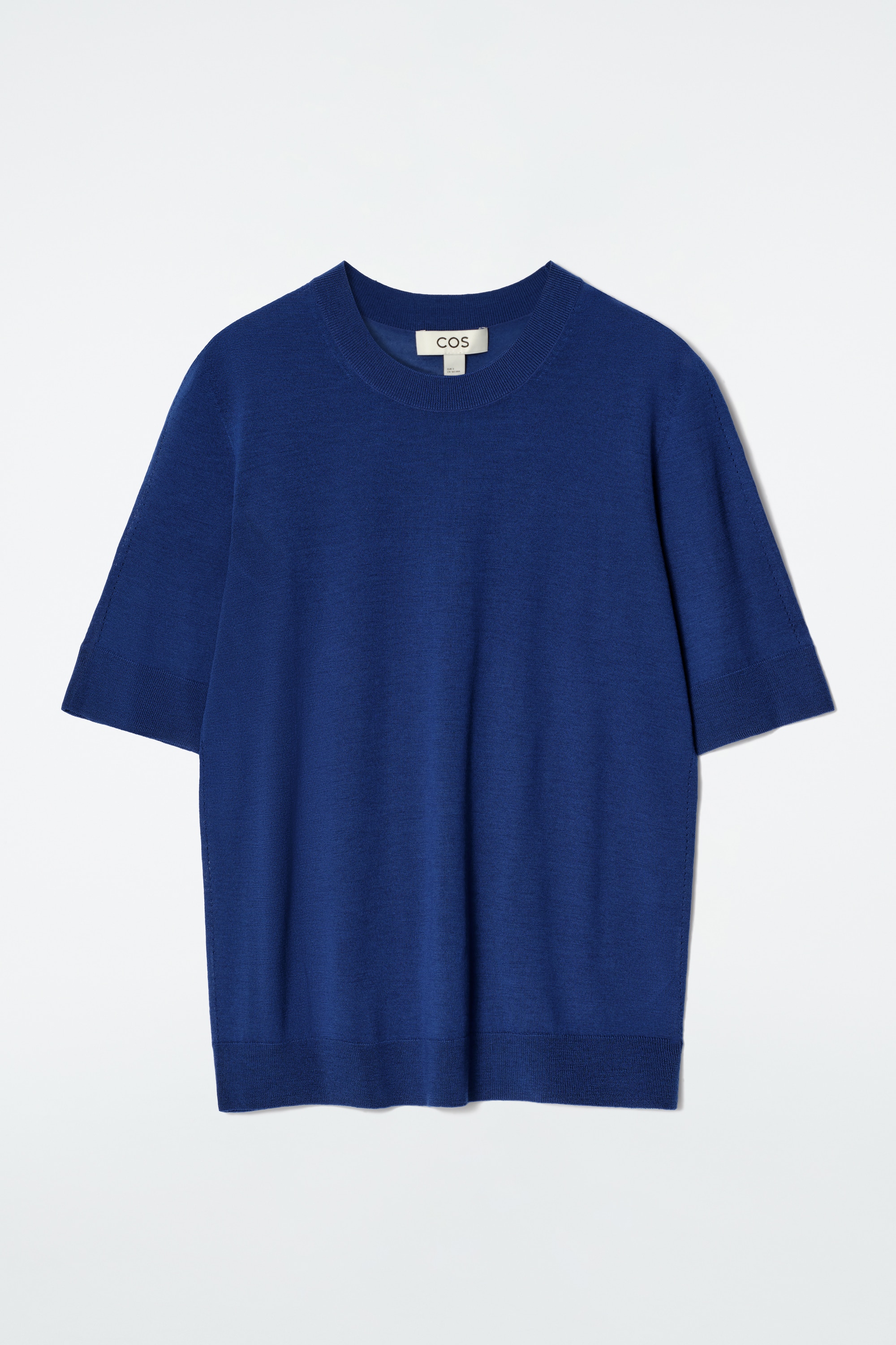 Úzké bezšvové tričko z merino vlny - MODRÁ/ČERNÁ