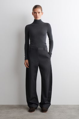 SEAMLESS MERINO WOOL TURTLENECK LONG-SLEEVED TOP — CHARCOAL MÉLANGE 3