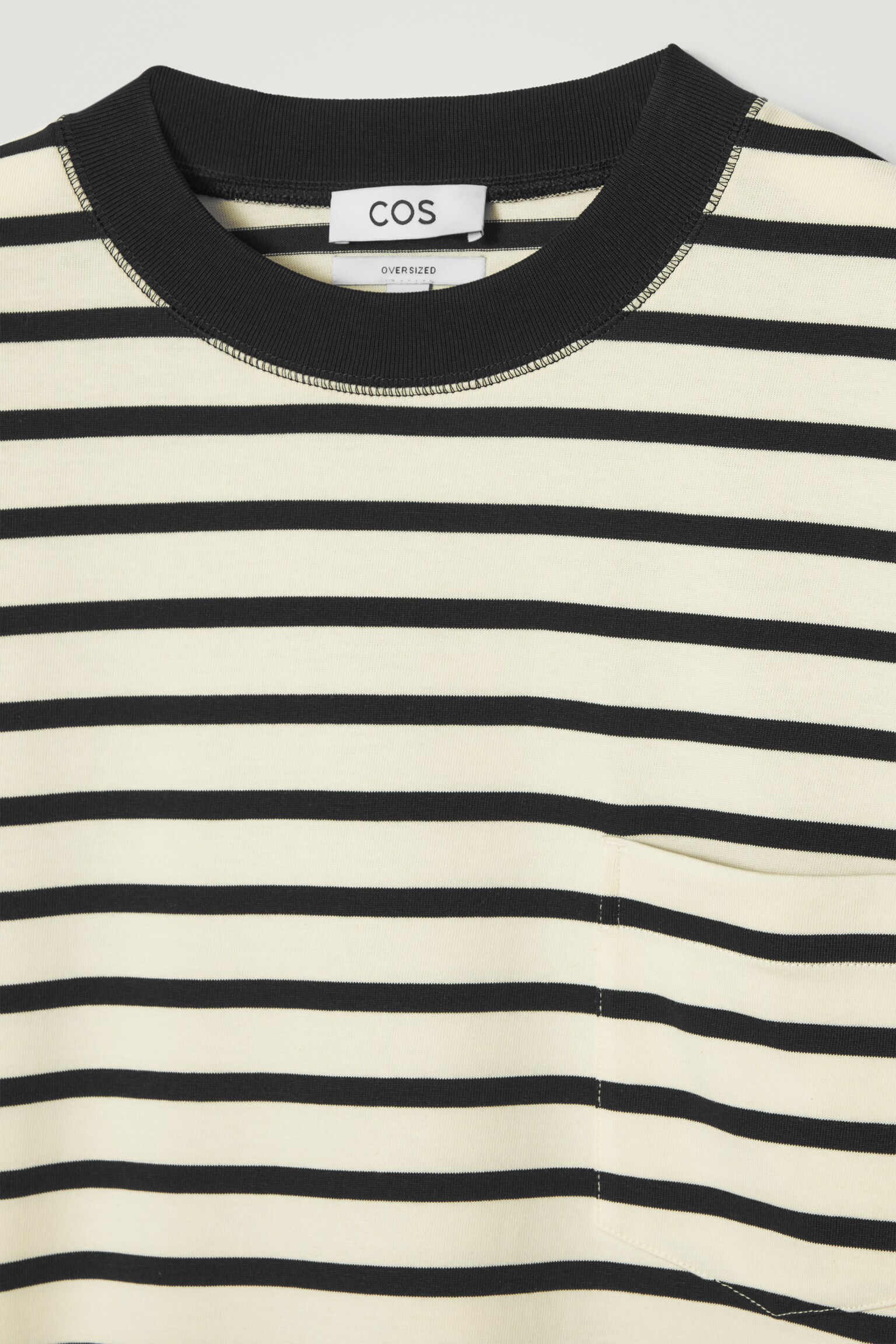 OVERSIZED HEAVYWEIGHT COTTON T-SHIRT - CREAM / STRIPED/WHITE/BLACK/GREEN / WHITE / STRIPED/COBALT BLUE/BROWN / STRIPED - 2