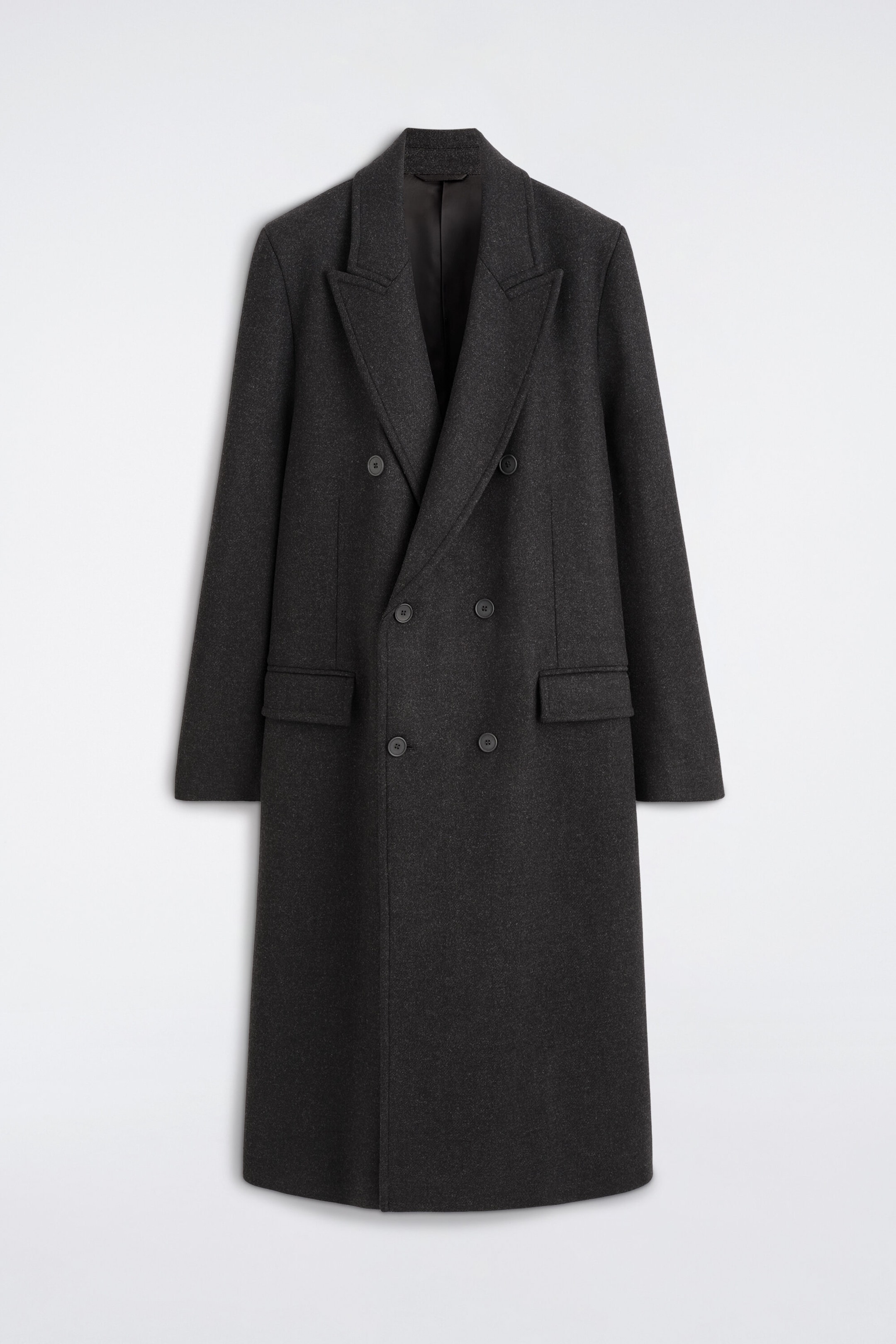 MANTEAU LONG CROISÉ EN LAINE MÉLANGÉE