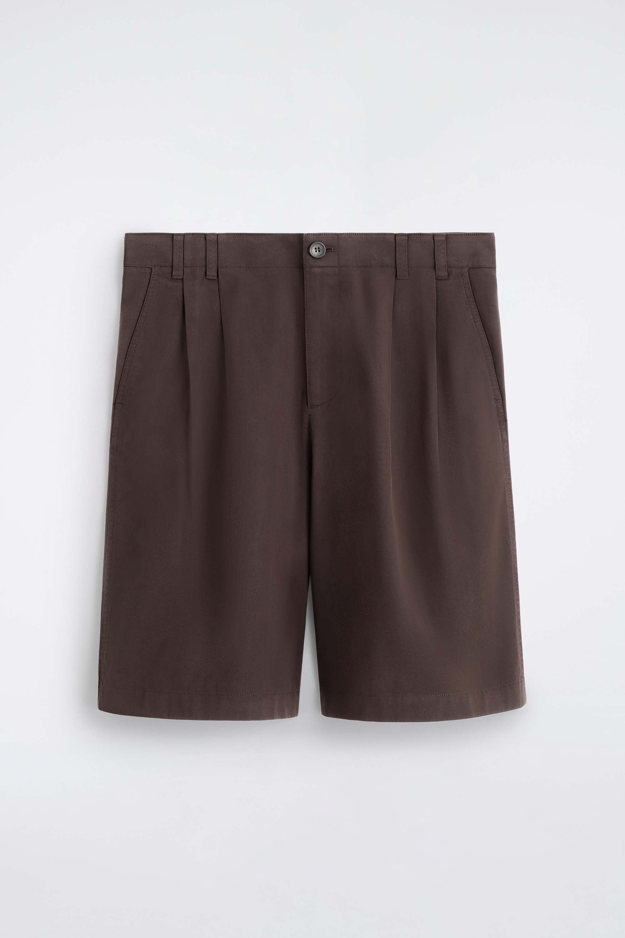 SHORTS SARTORIALI IN COTONE CON PINCES - MARRONE