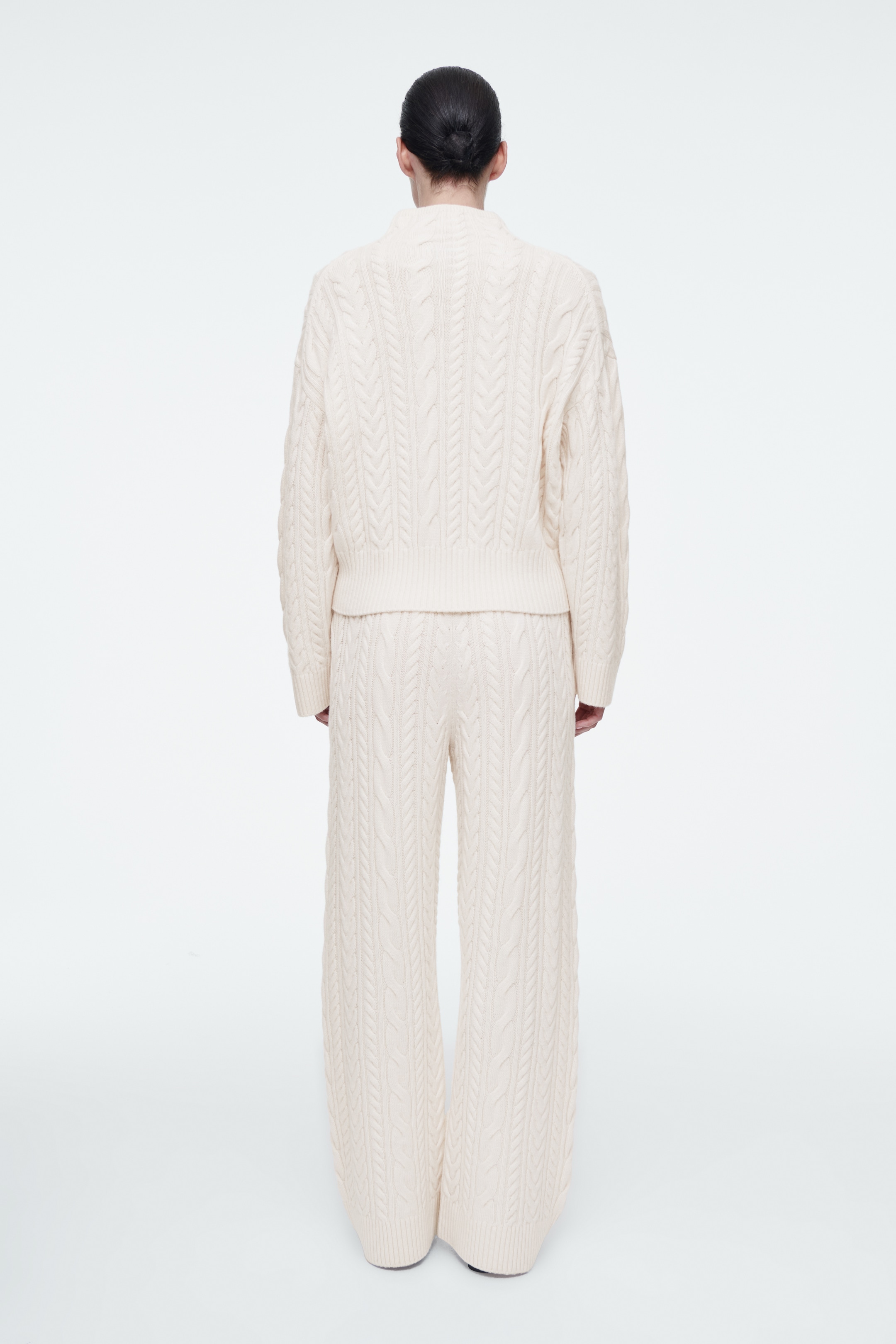 View larger image: CABLE-KNIT WOOL TROUSERS - IVORY - Ladies | H&M GB 4