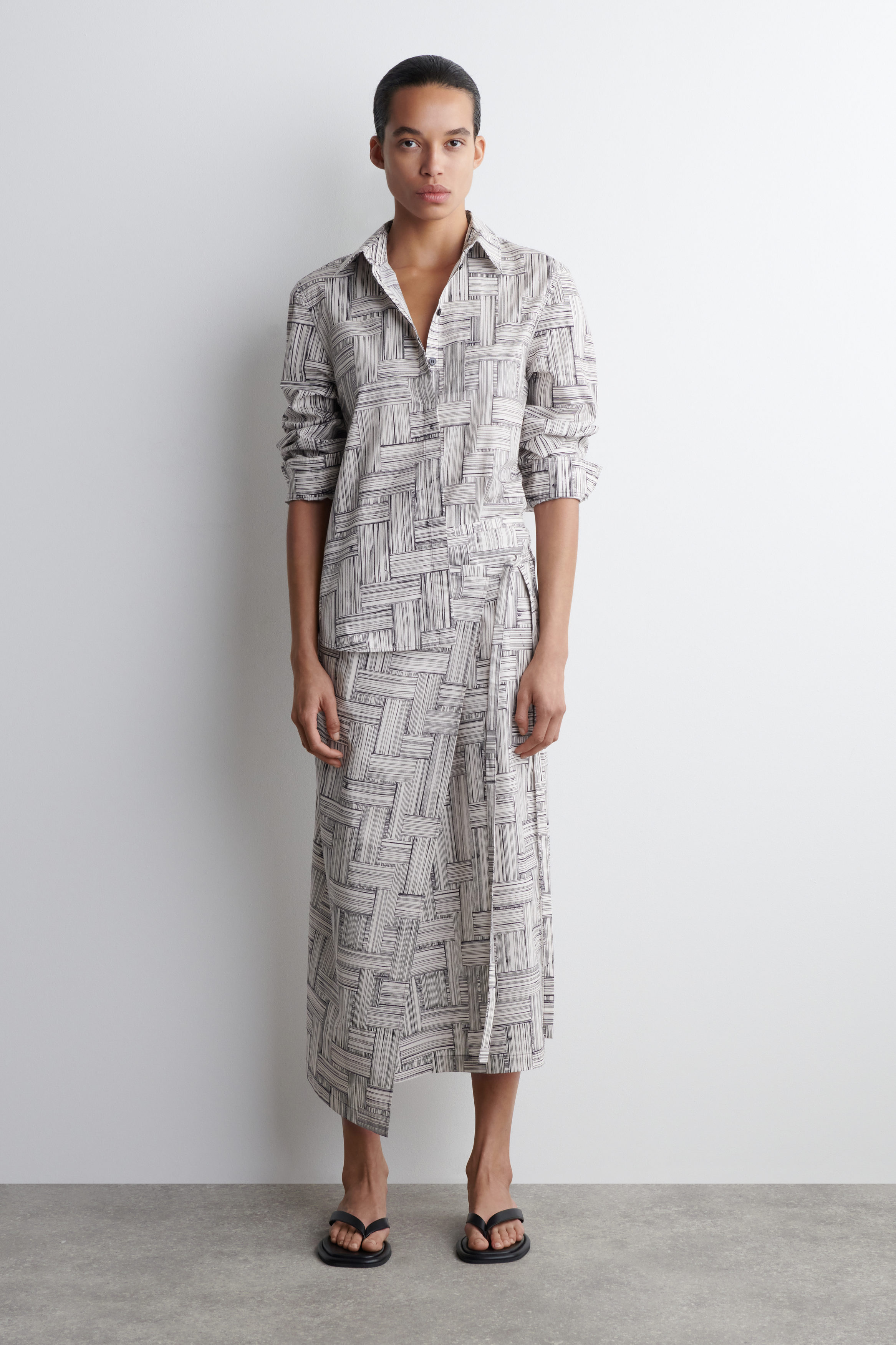 スカート Treat Urself Marine stripe cotton skirt Hemp Organic Cotton Striped Skirt | EILEEN FISHER