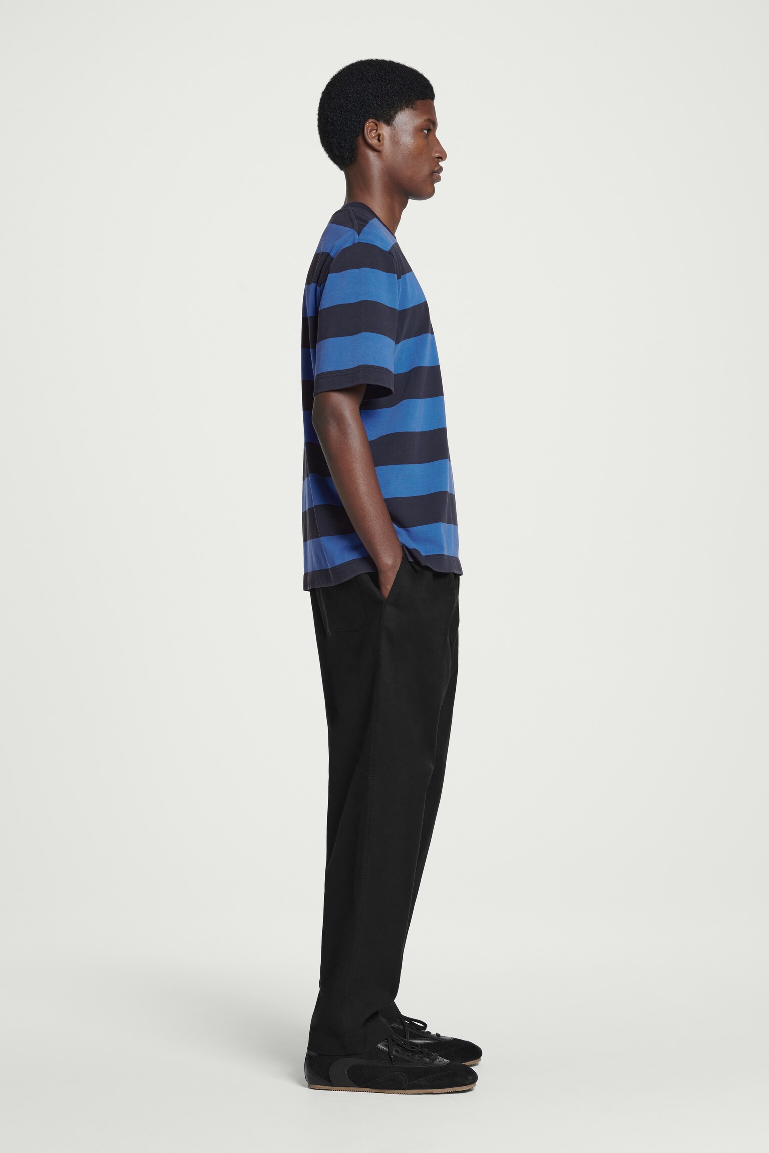 RELAXED STRIPED COTTON T-SHIRT - BLUE / STRIPED - 6