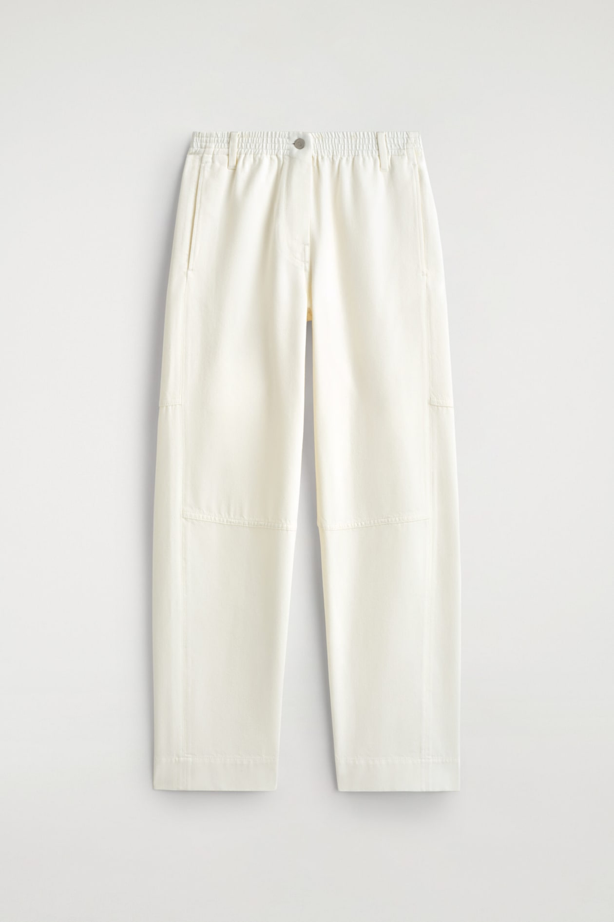 PANELED DENIM WIDE-LEG PANTS — WHITE
