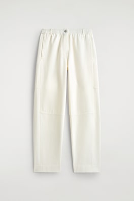 PANELED DENIM WIDE-LEG PANTS — WHITE 6