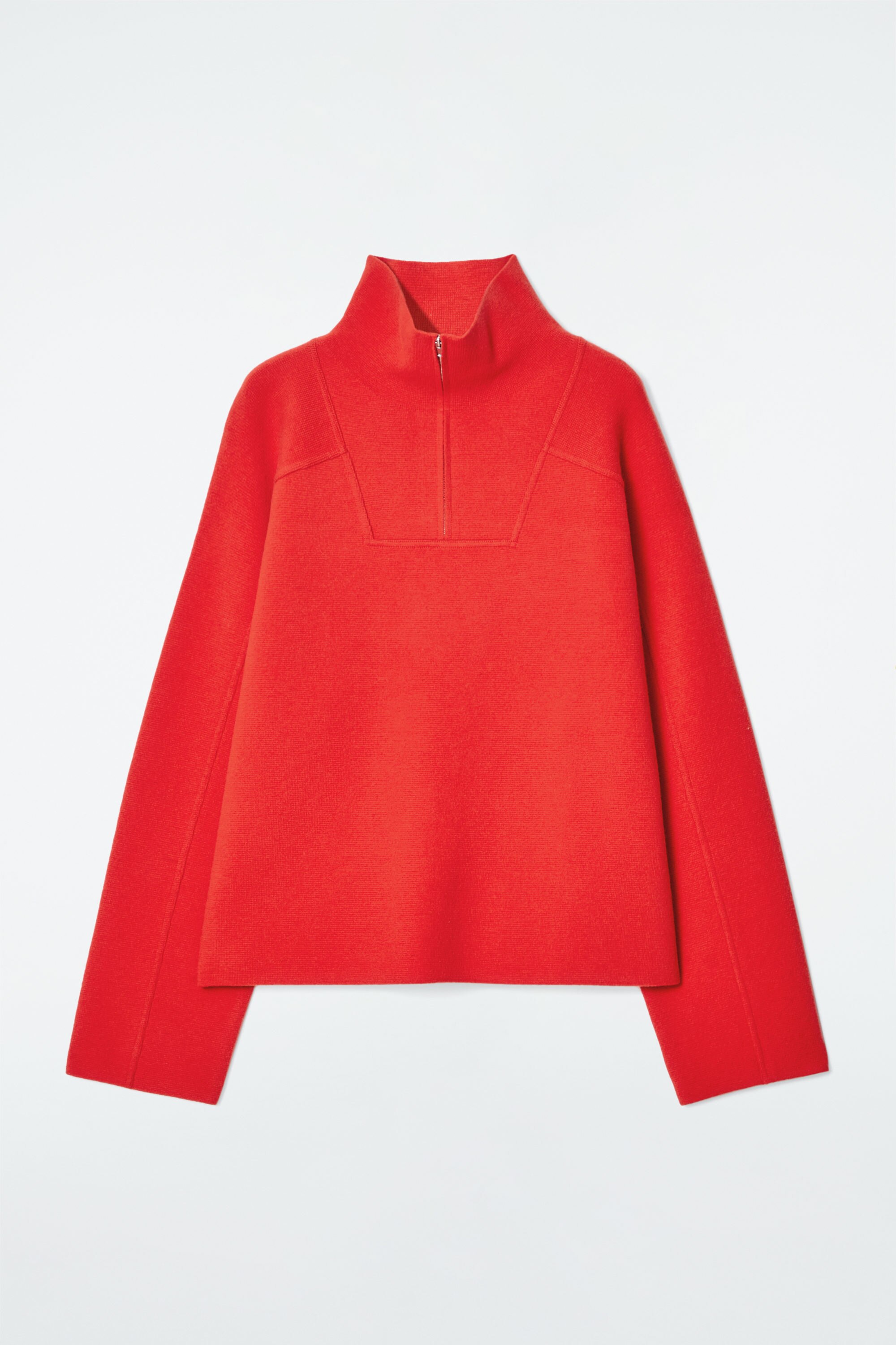 MERINO WOOL HALF-ZIP SWEATER - BRIGHT RED | COS