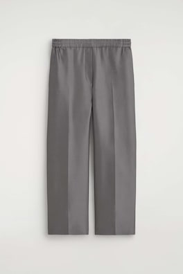 TAILORED SILK STRAIGHT-LEG PANTS — PEWTER 8