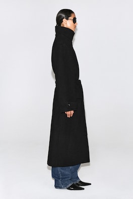 BELTED WOOL-BLEND MOCK-NECK COAT — BLACK 4