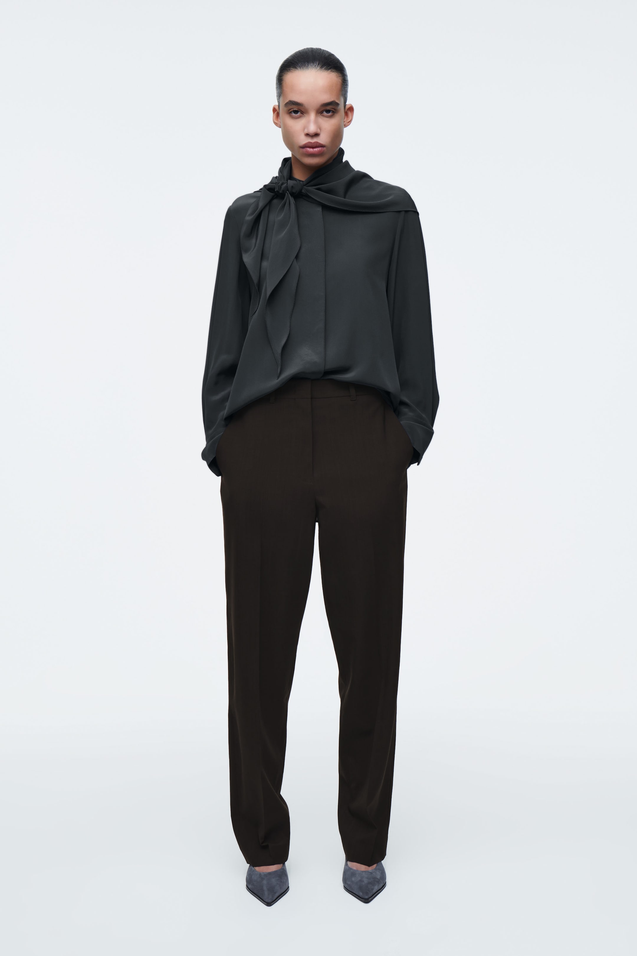 SILK SCARF-DETAIL SHIRT