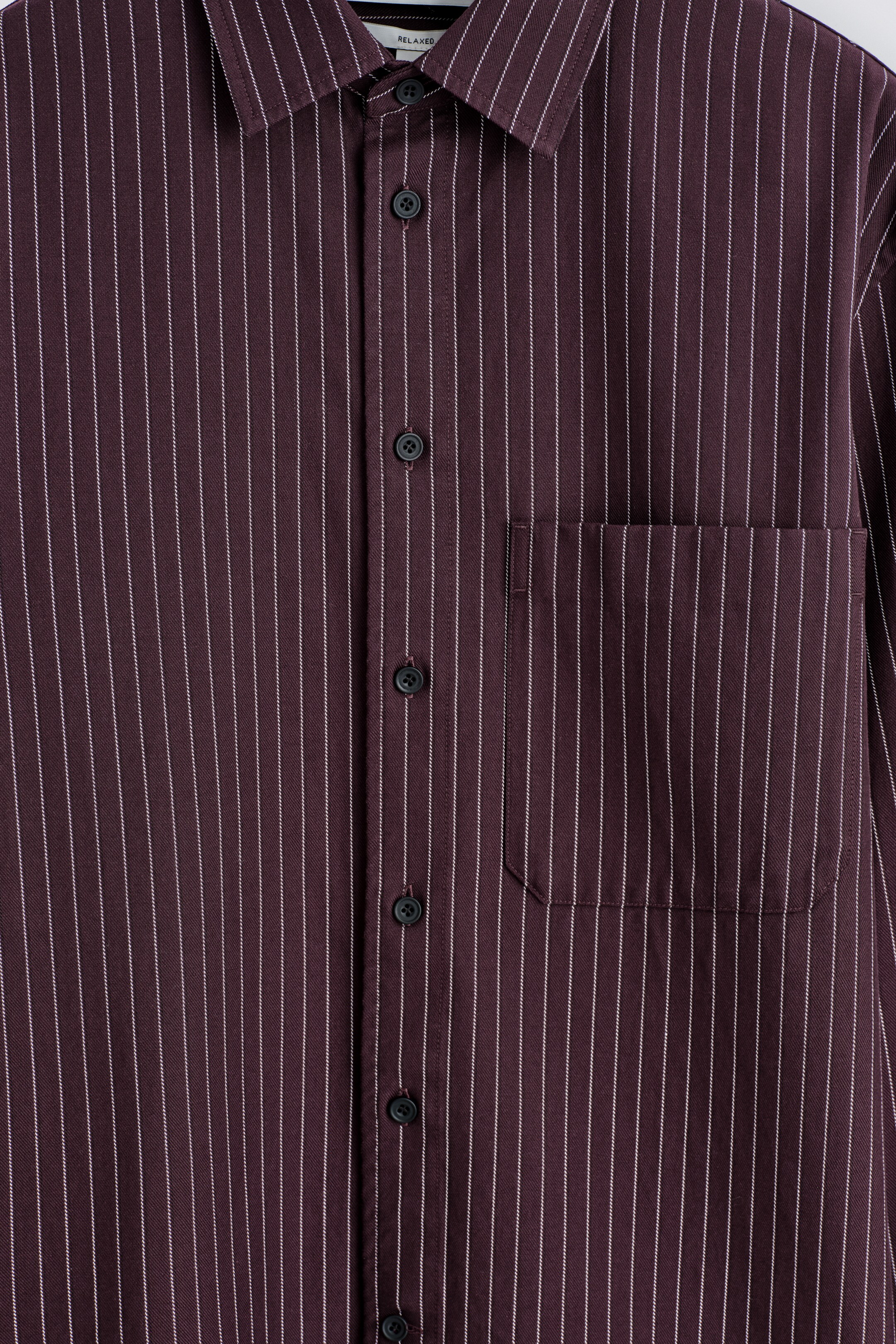 View larger image: RELAXED TWILL SHIRT - BORDEAUX / PINSTRIPED - Men | H&M GB 7