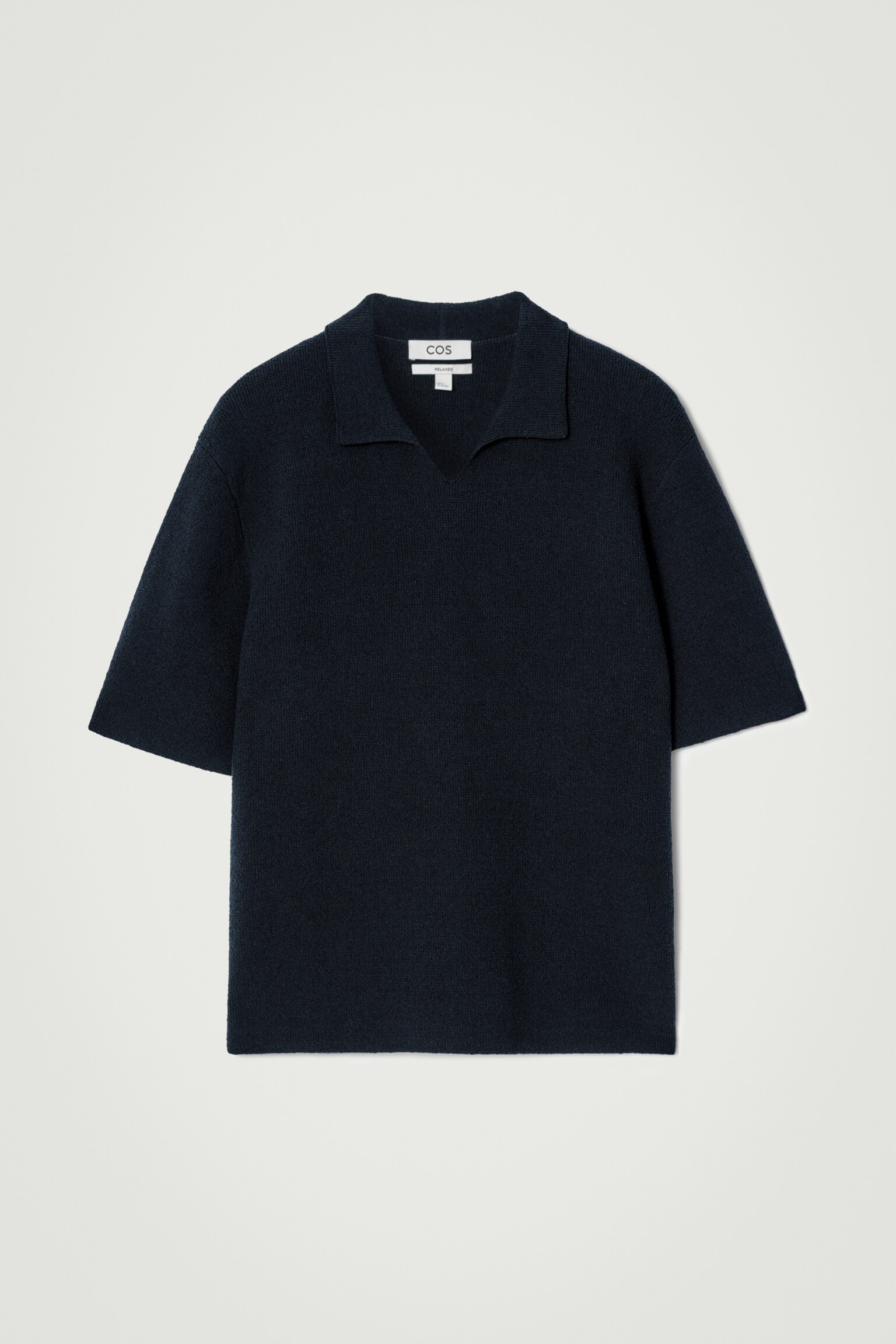 POLO À COL OUVERT EN MAILLE BOUCLÉE - BLEU MARINE/VERT - 2