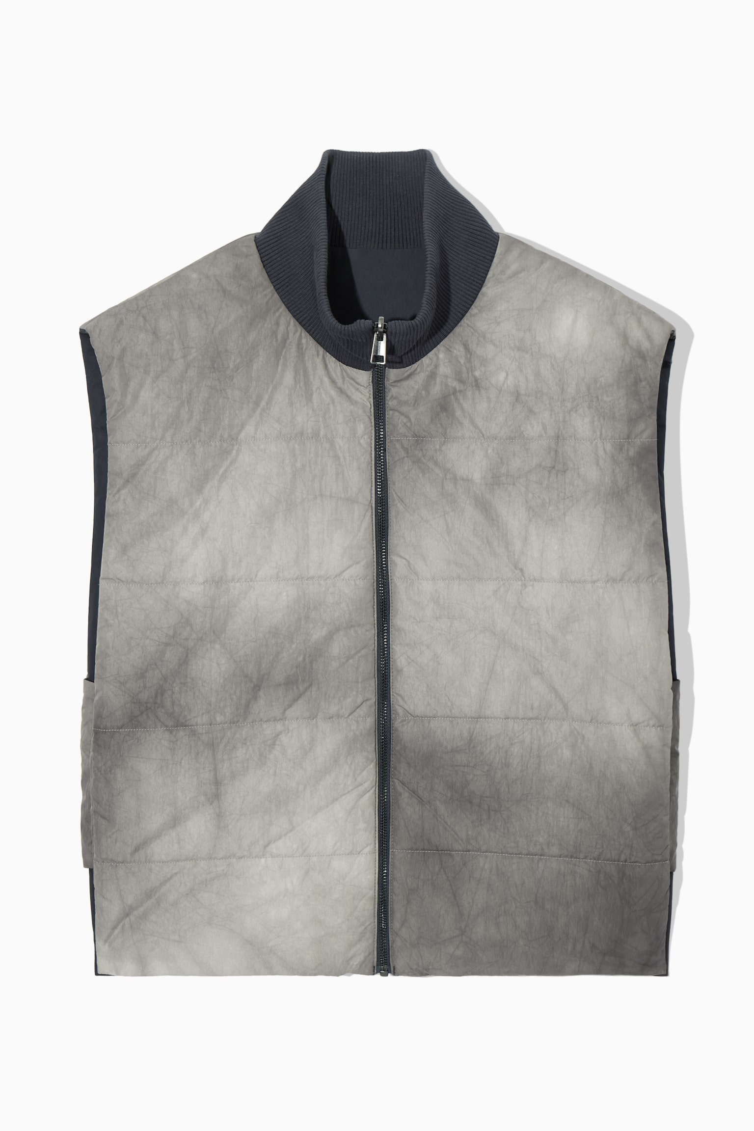 REVERSIBLE PADDED UTILITY GILET - GREY / NAVY