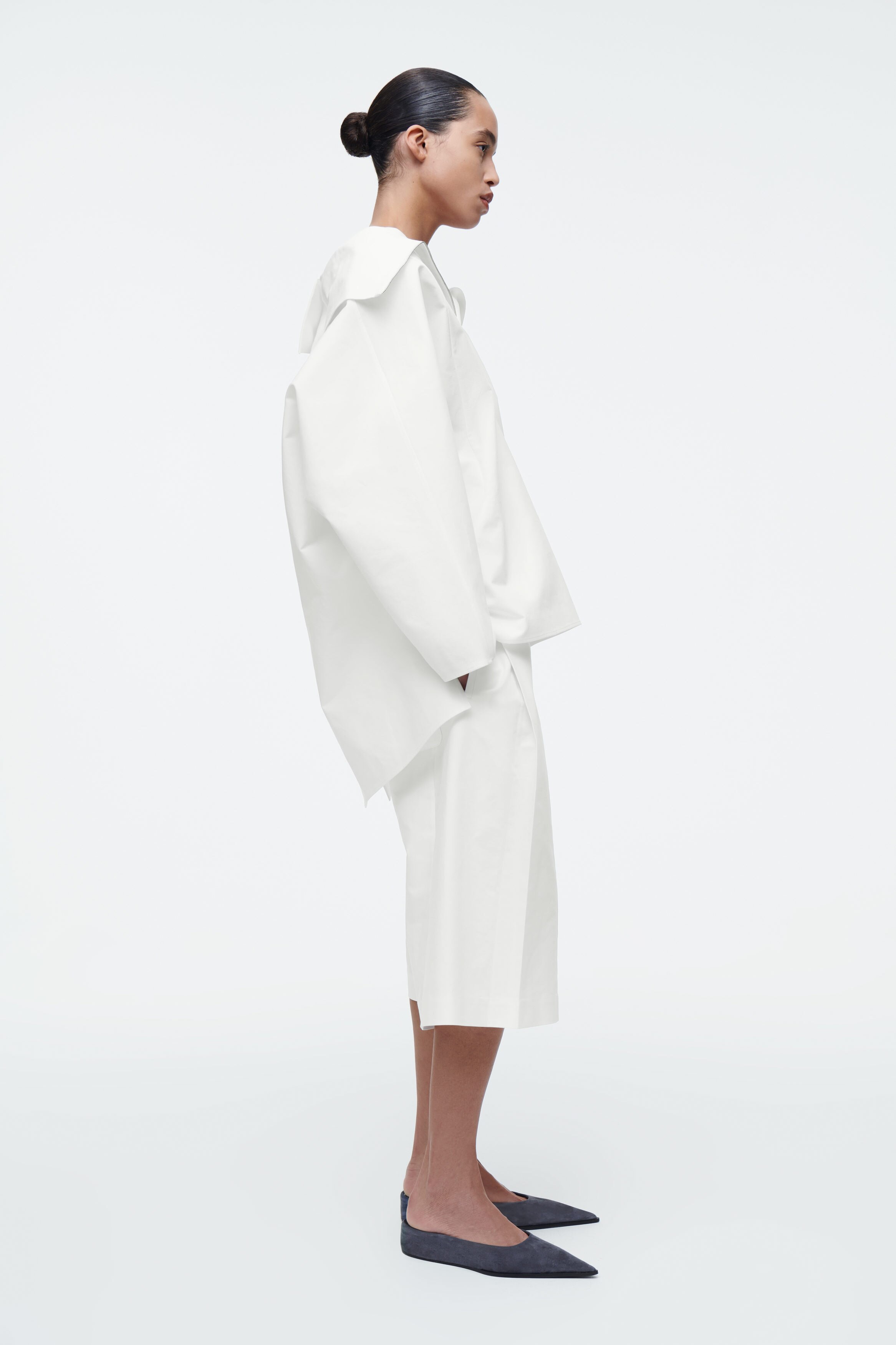 HALF-ZIP BLOUSON SHIRT - WHITE | COS
