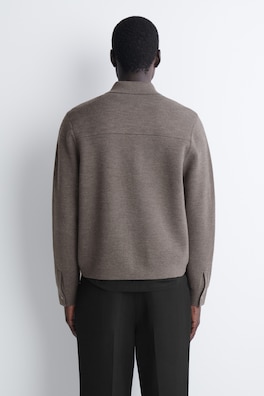 MERINO WOOL KNITTED JACKET — BROWN MÉLANGE 4