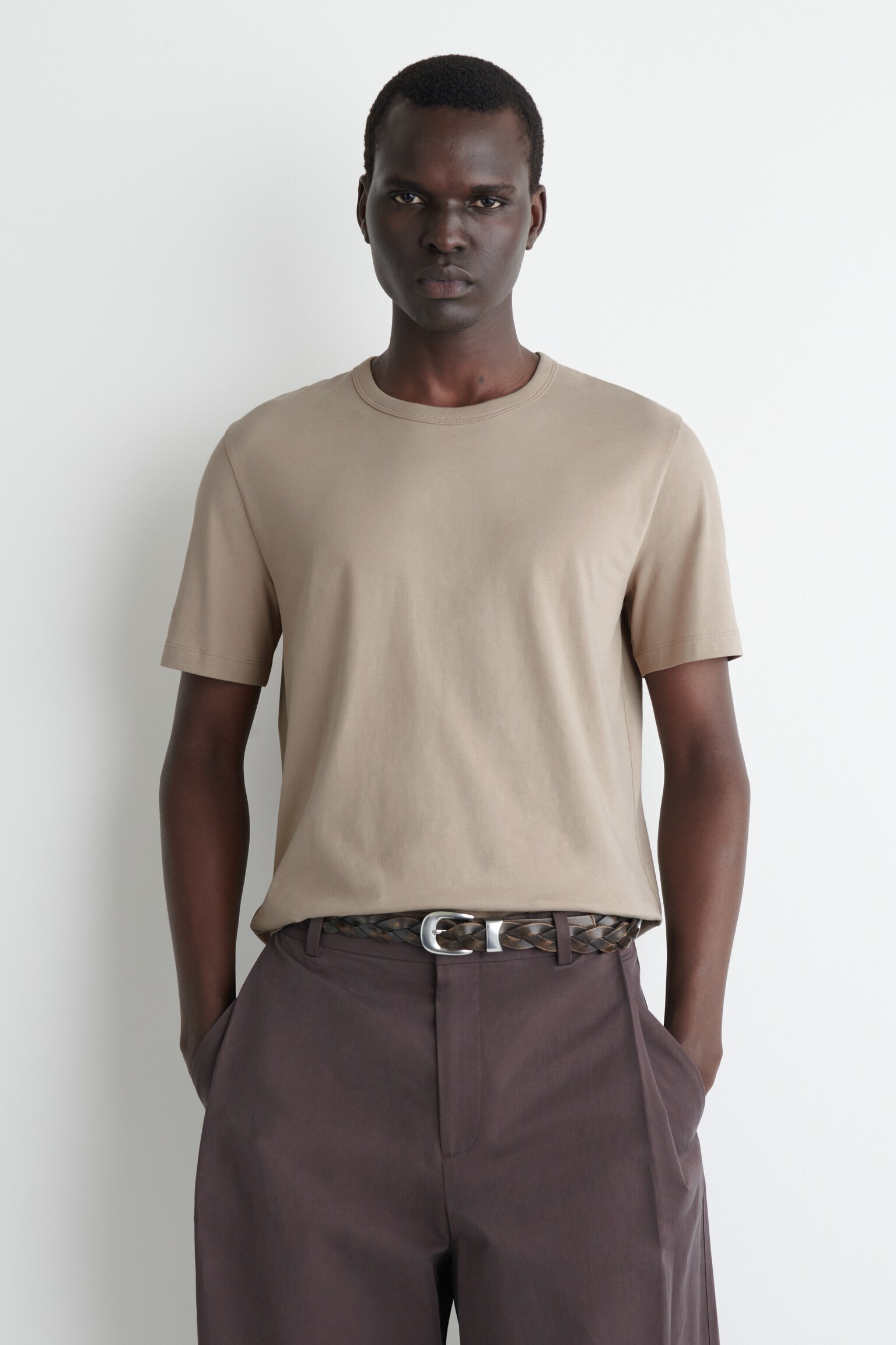 T-SHIRT IN COTONE SPAZZOLATO - TALPA/NERO/BEIGE/BIANCO/BLU NAVY/BORDEAUX/TALPA SCURO/ALBICOCCA - 1