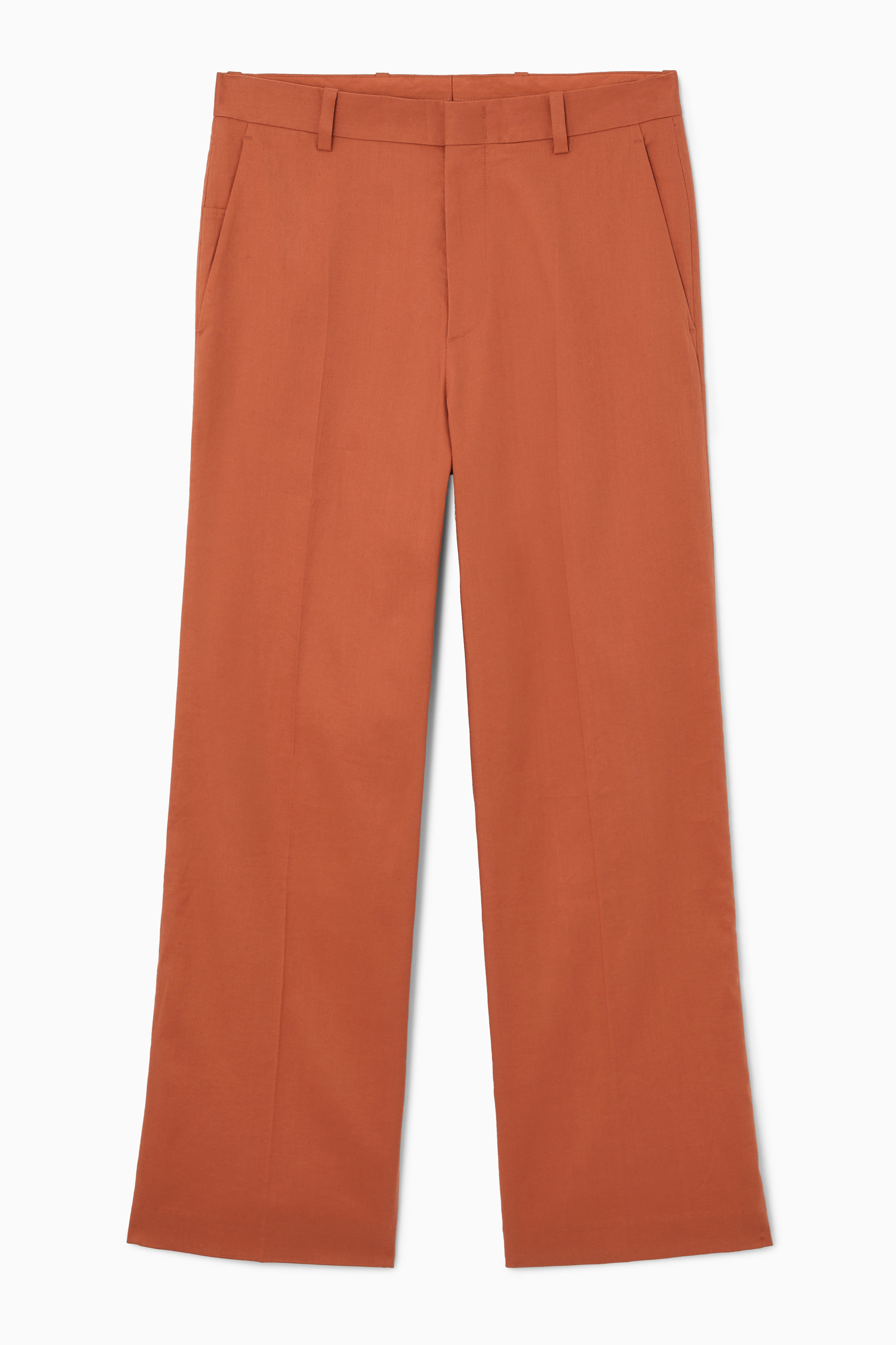 RELAXED LINEN WIDE-LEG TROUSERS - TERRACOTTA | COS