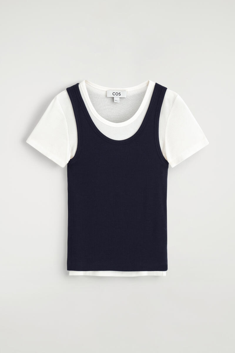 Layered Ribbed-Jersey T-Shirt