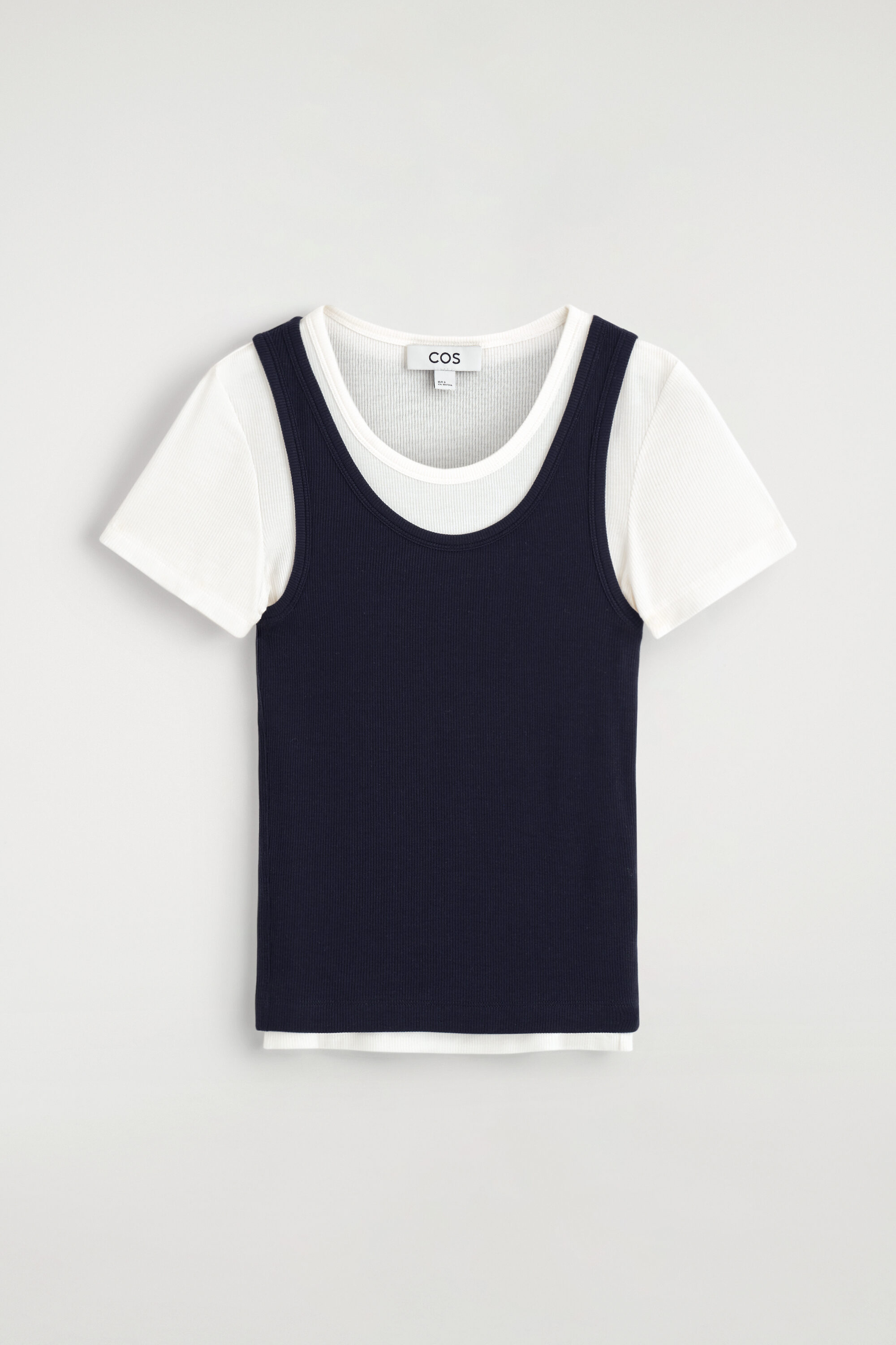Layered Ribbed-jersey T-shirt
