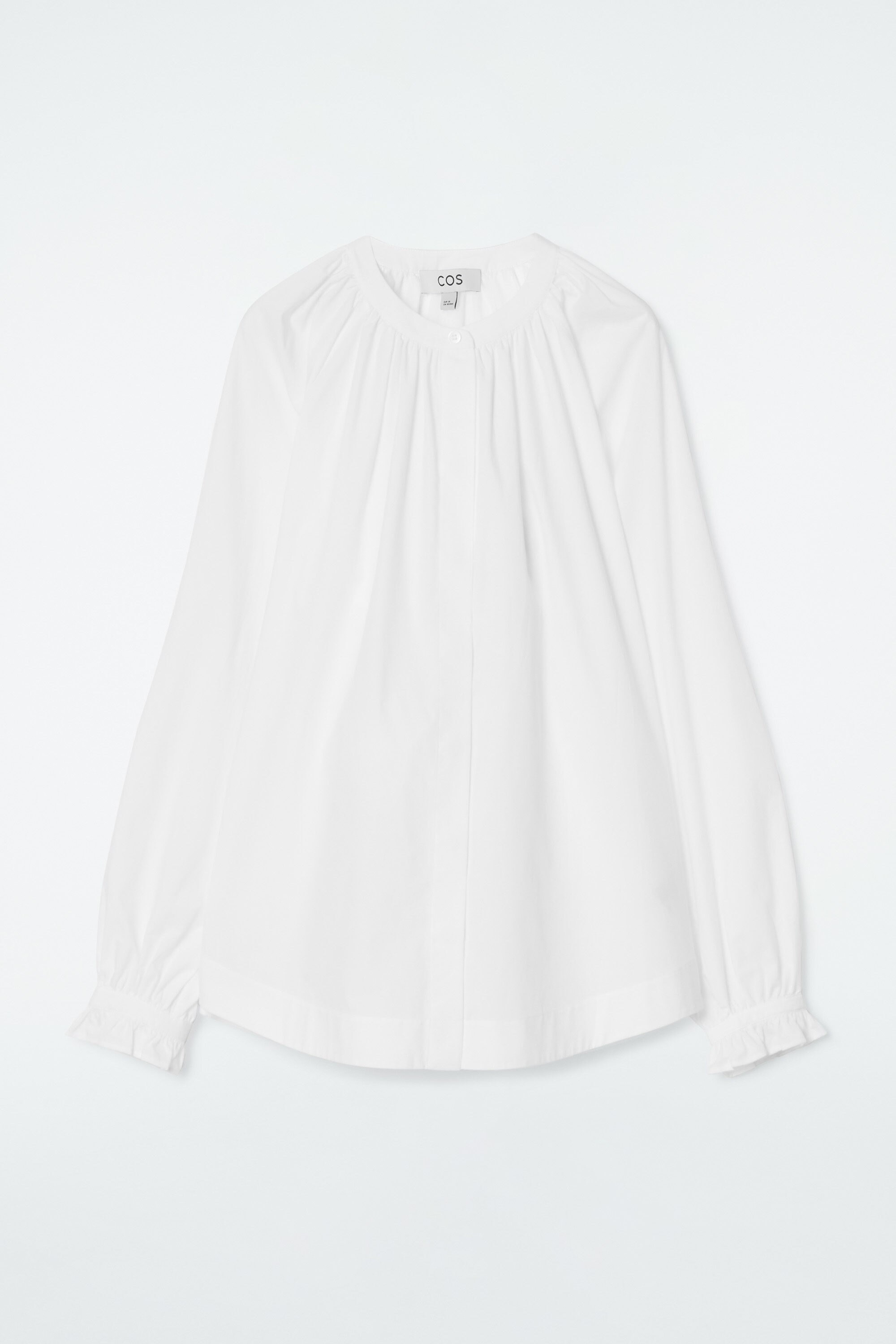 RUFFLED-CUFF GATHERED BLOUSE - WHITE | COS