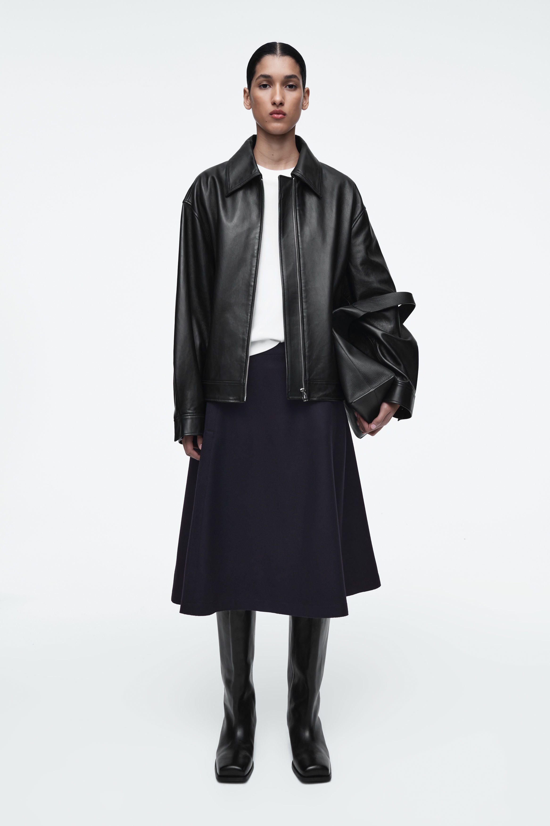 【OHESHIO】★CHECK FRILL MIDI SKIRT NAVY★25SS★人気★ Pieces shirred waist frill hem midi skirt co-ord in navy