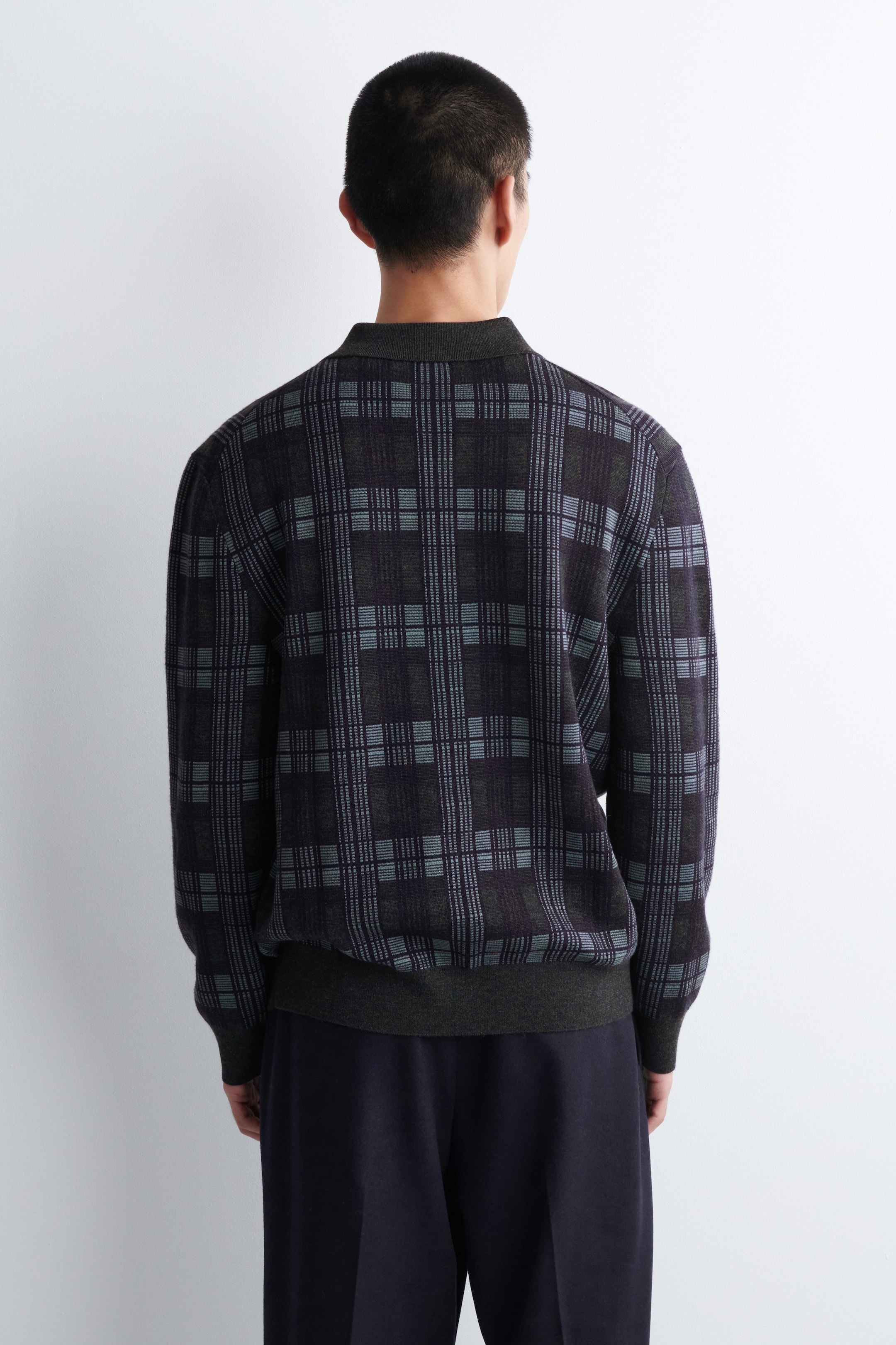 MERINO WOOL-JACQUARD POLO SWEATER