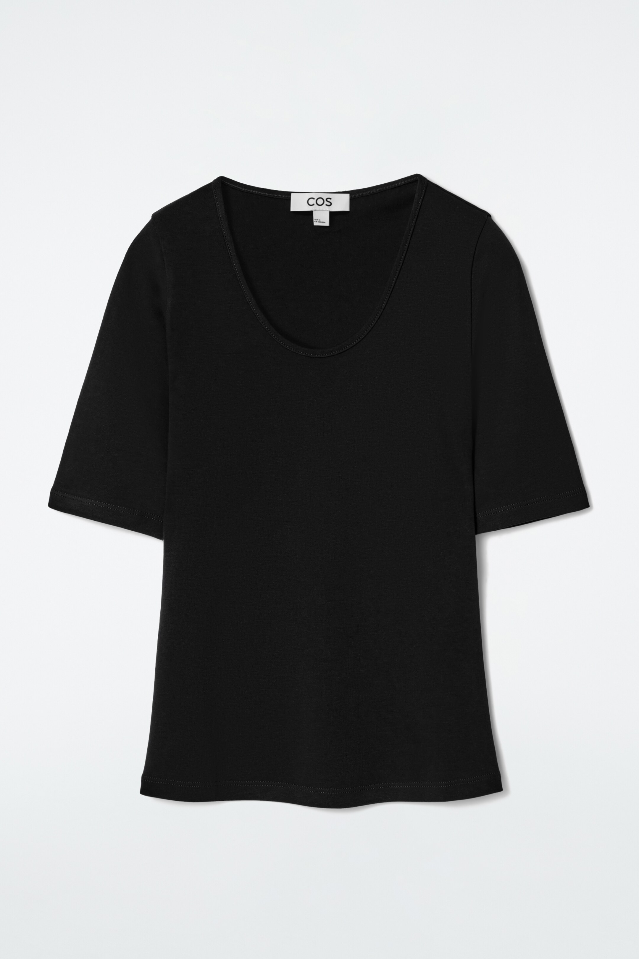 Ingrandisci l'immagine: SLIM SCOOP-NECK COTTON T-SHIRT - BLACK - DONNA | H&M CH 6