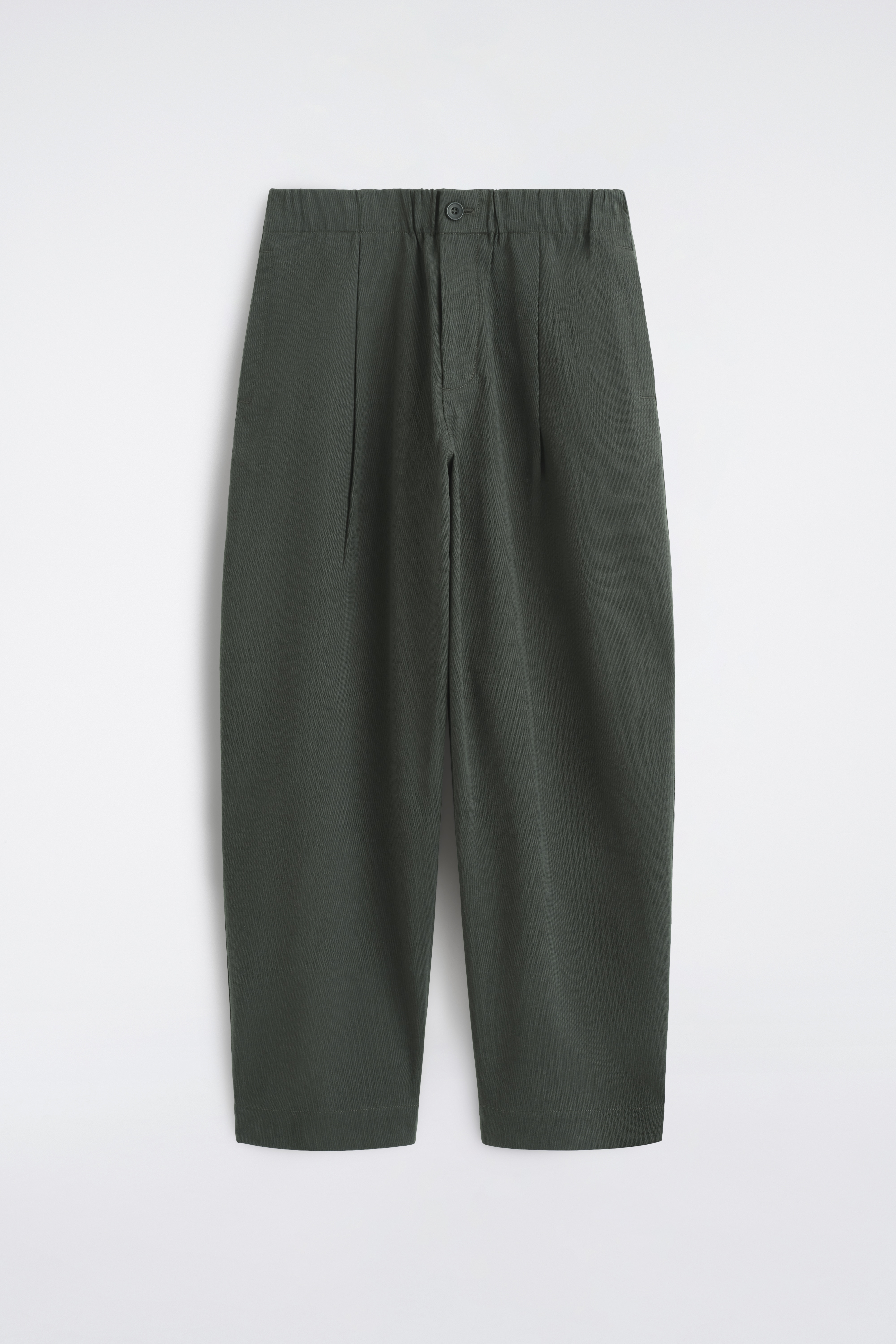 LOCKERE HOSE MIT BARREL-BEIN UND FALTEN - DUNKELGRÜN/BRAUN/SCHWARZ