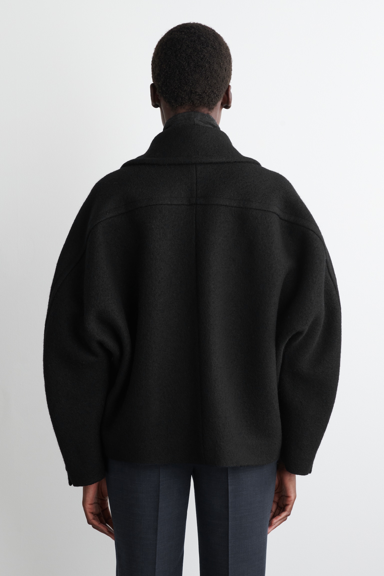 OVERSIZED BOILED-WOOL JACKET - BLACK - 6