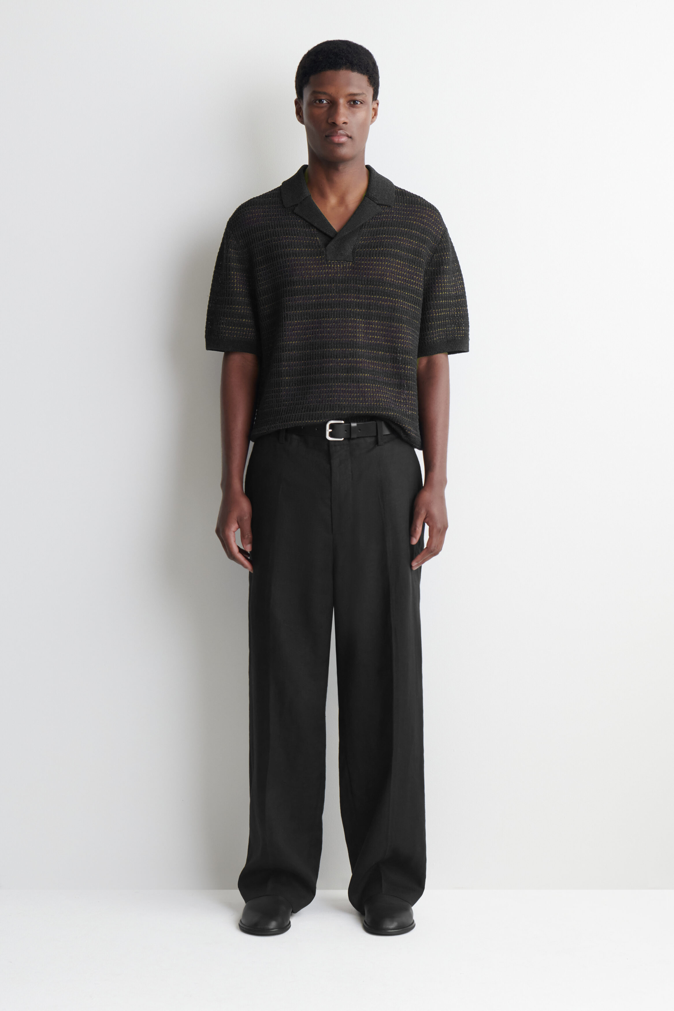 トップス second layer 23ss s/s open knit polo Open Knit Cotton Polo Top in Neutral Beige – Emello