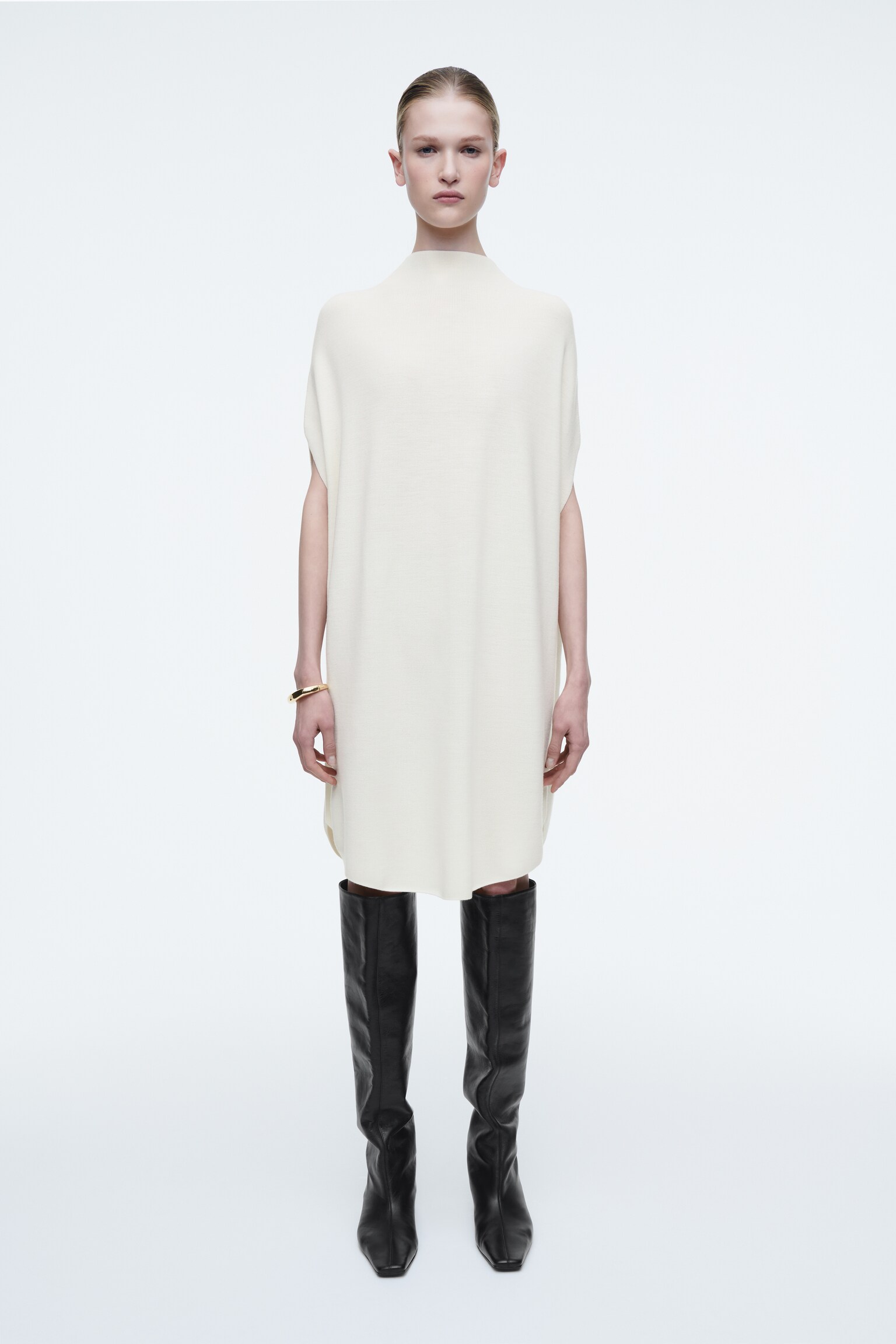 COCOONING WOOL DRESS - OFF-WHITE
