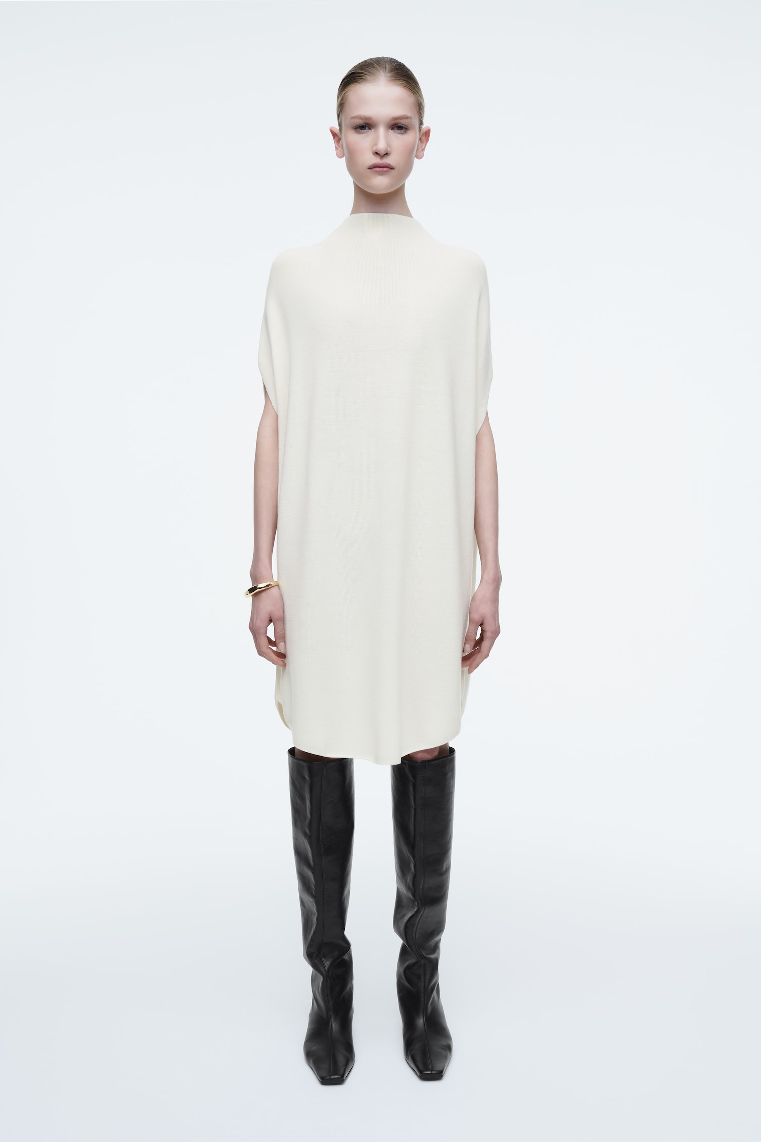 COCOONING WOOL DRESS - OFF-WHITE